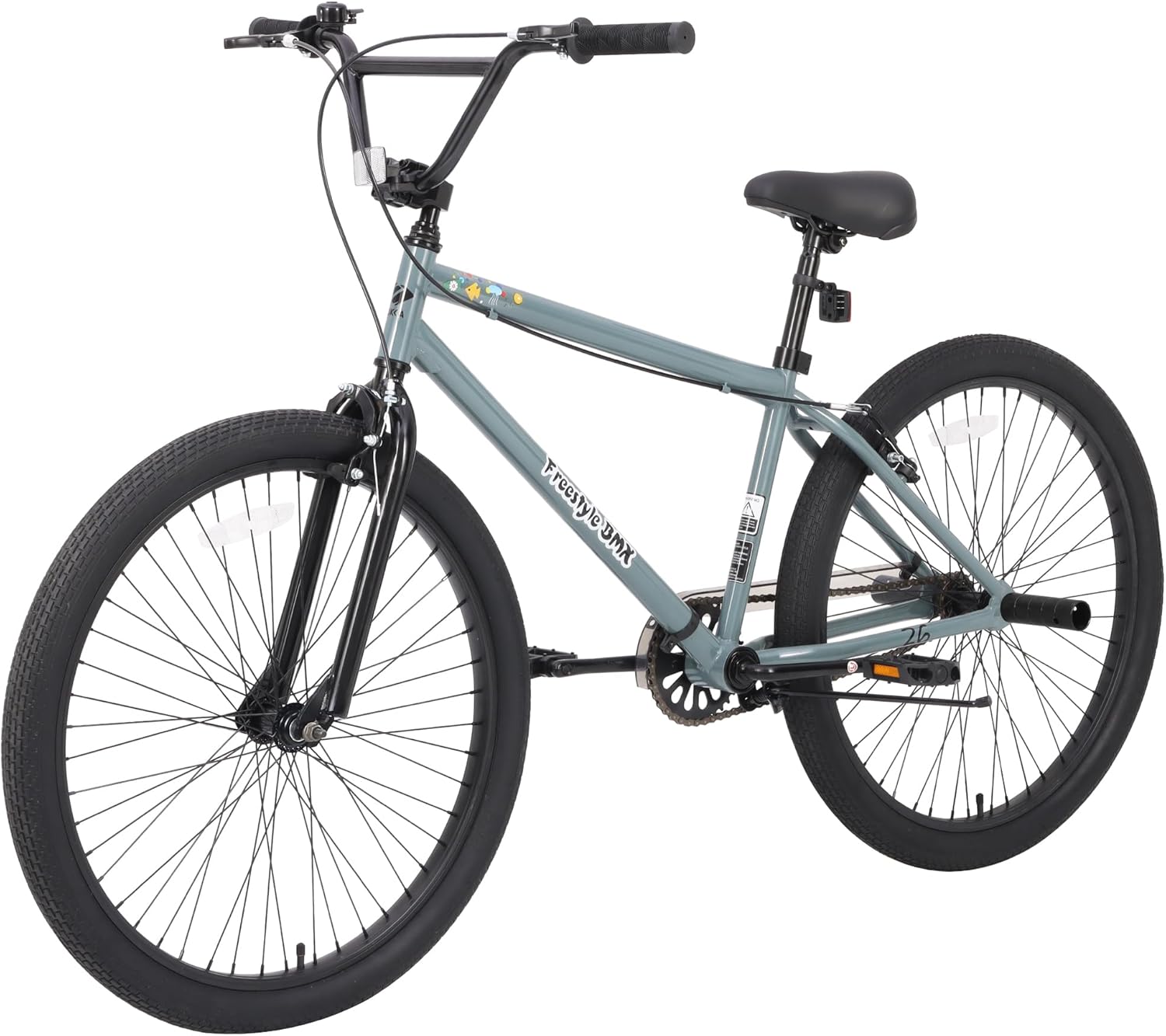 MEGHNA 26 inch BMX Bike Single Speed Unique BMX Style Handlebar Bicycle V - Brake and Caliper Brake Freestyle Bike for Teens Junior Unisex Adult, Going to School, Hanging Out, Short Trip
