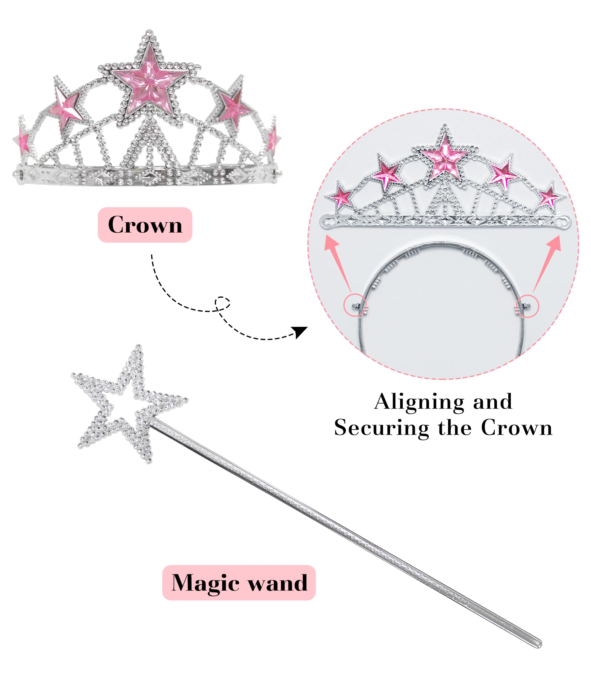 keaiyouhuo Disfraz de burbuja rosa para niñas, vestido de tul de bruja rosa, trajes de princesa con lentejuelas con accesorios para 3-14 años