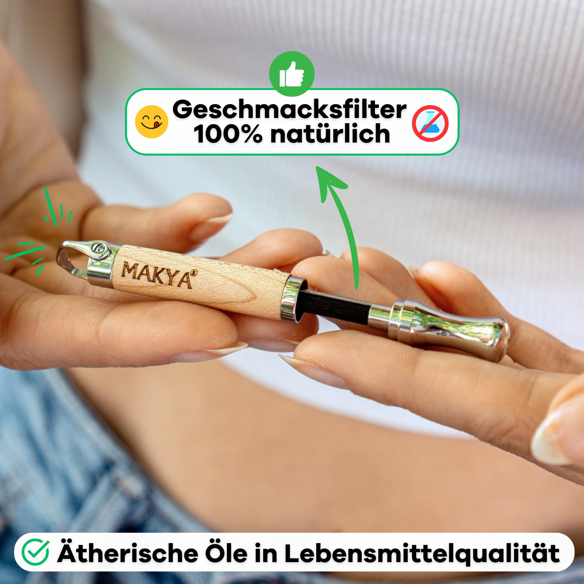 Original Makya Taste Mahagoni Starter-Set I Atemkette Rauchentwöhnung mit Geschmack & Widerstand I Rauchstopp Helfer zum Einatmen I Nichtraucher Hilfsmittel I Zigarettenersatz für Endlich Nichtraucher