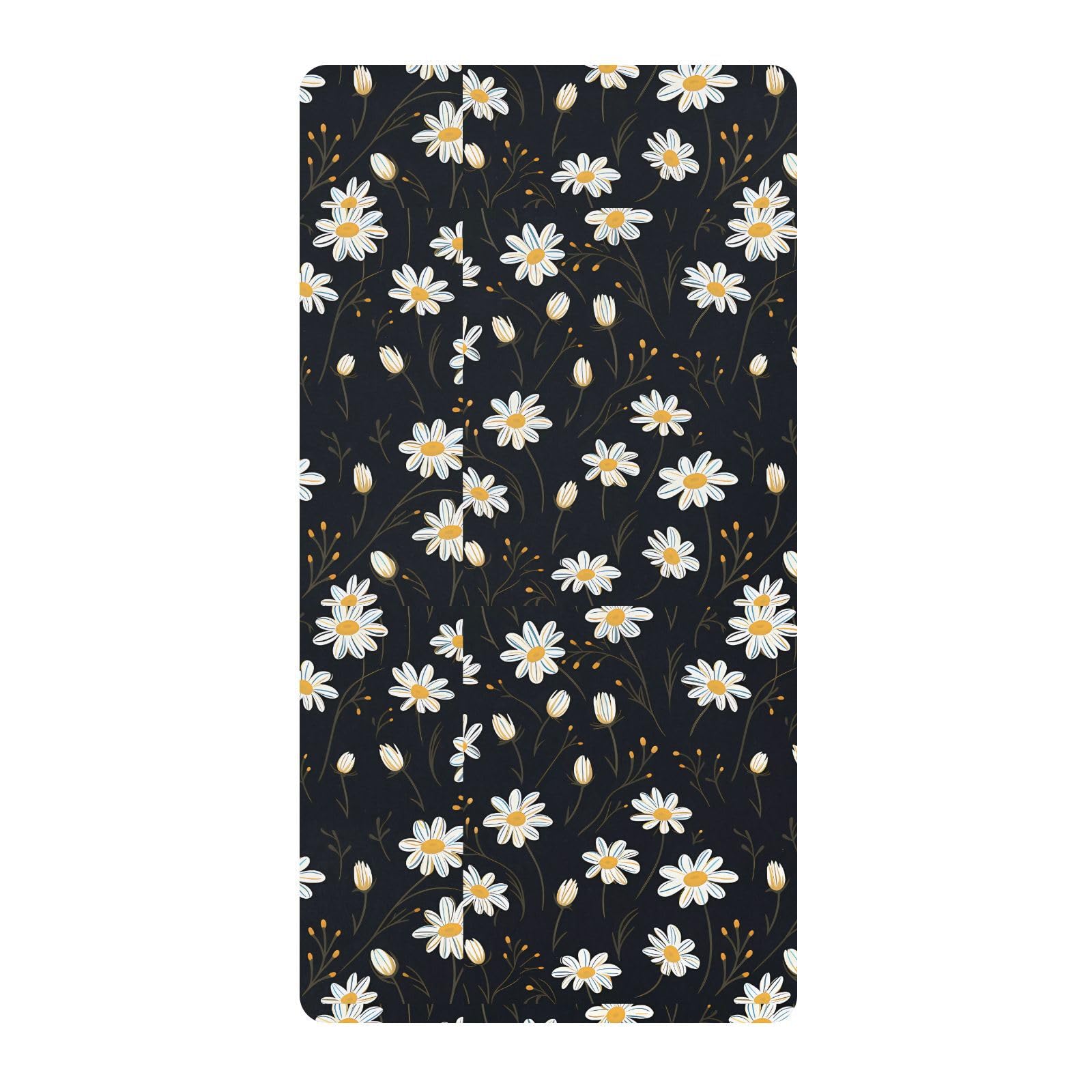 Little Daisy auf schwarzem Babybett-Spiellaken für Jungen und Mädchen, weiches Kleinkind-Spannbetttuch und Mini-Kinderbett-Matratze, 68,6 x 99,1 cm