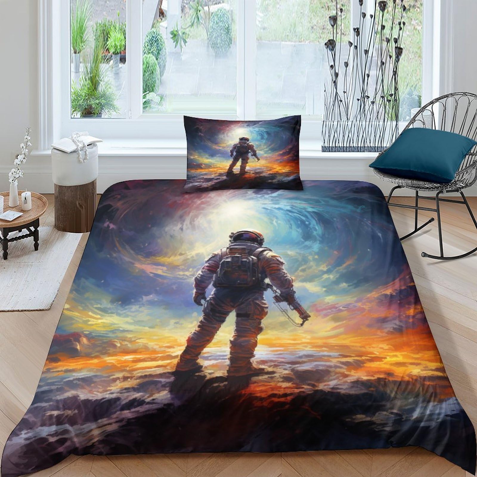 Parure de lit cosmos microfibre facile à laver pour un lit simple toujours propre