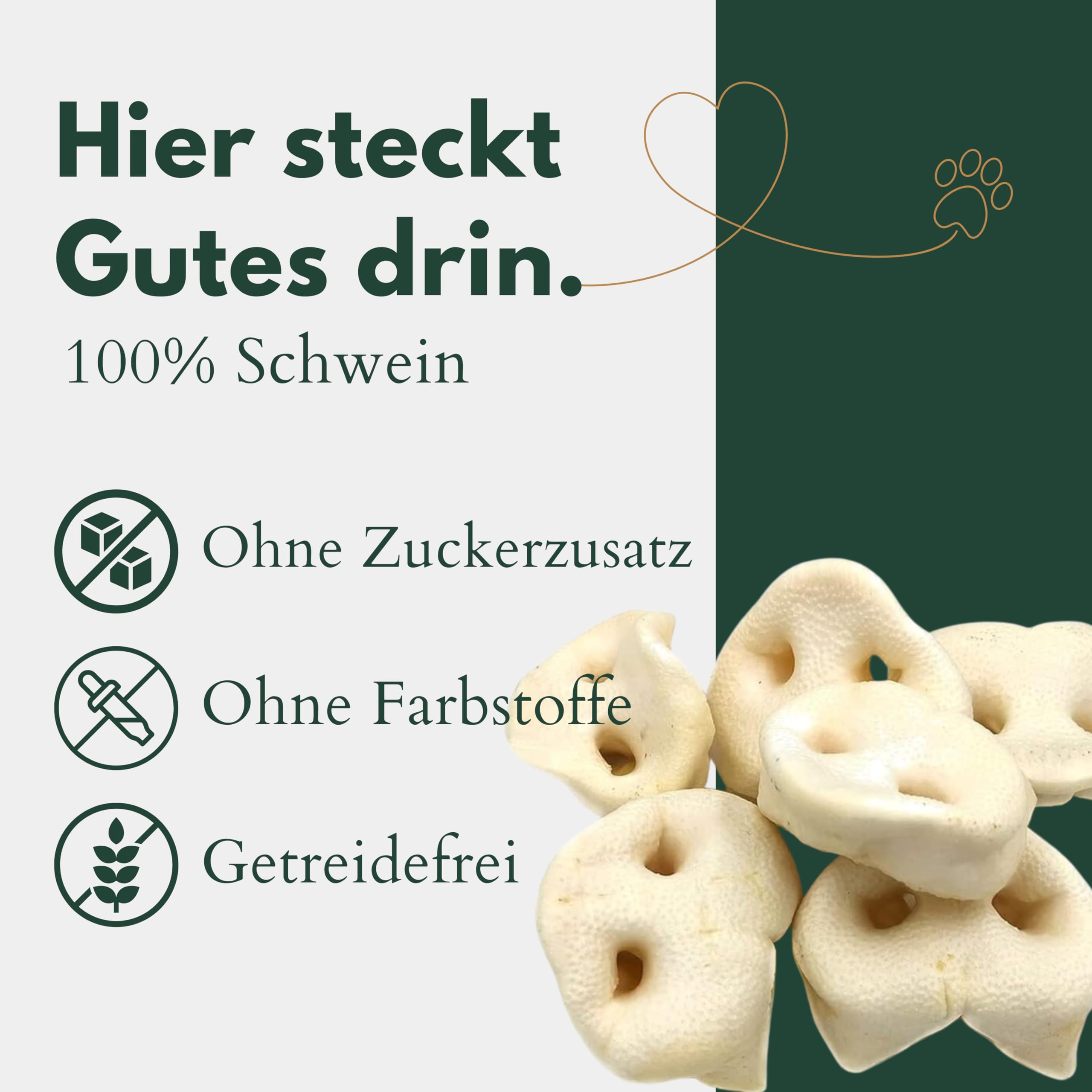 BREERs Gepuffte Schweinenasen für Hunde 50 Stück Naturkau-Snack oder Leckerli, Kauartikel für Groß & Klein, Kauartikel aus Schwein, Hundeleckerli getreidefrei, Kausnack, Leckerli Hund