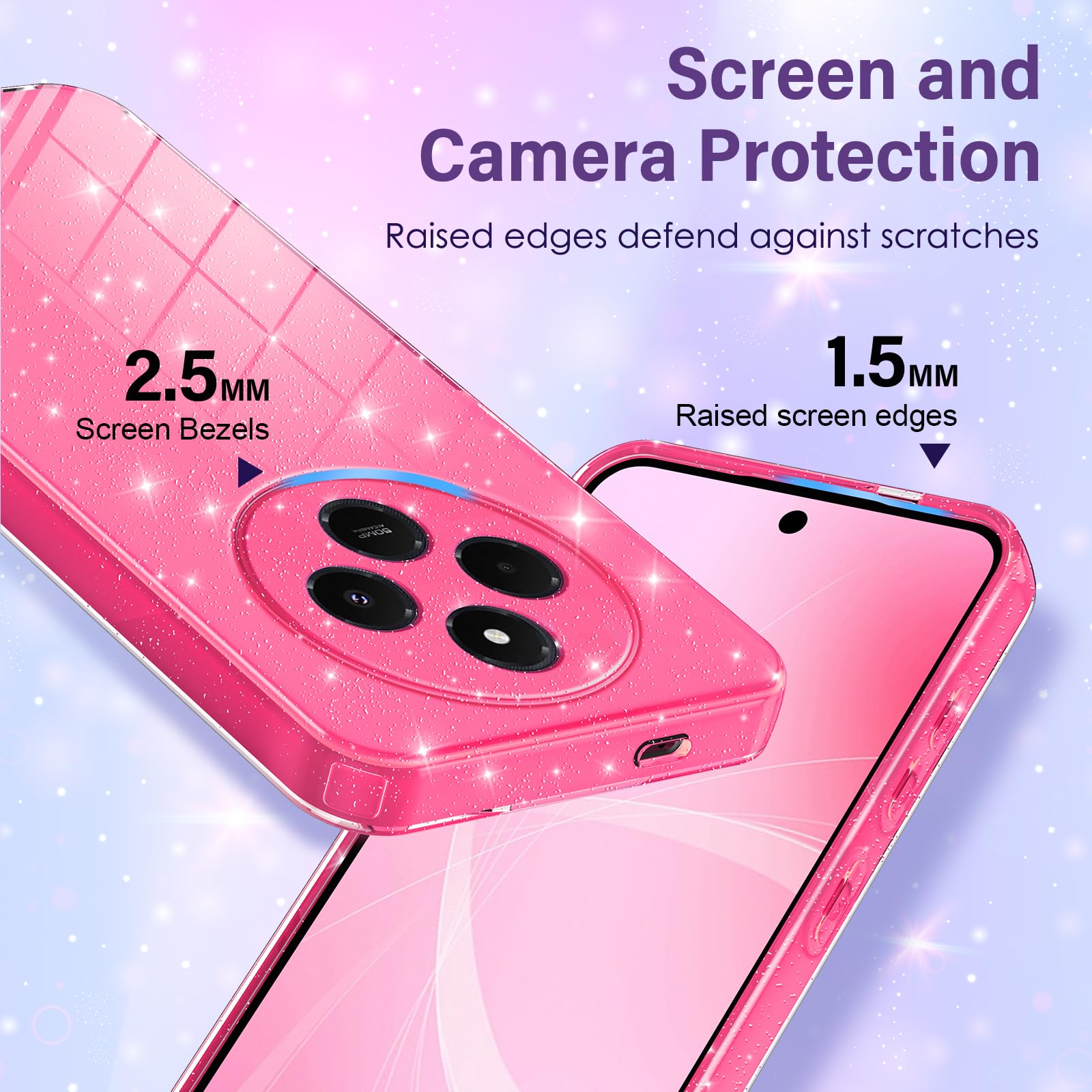 Eherui Glitzer Hülle Für Xiaomi Redmi 14C – Transparent, Mit Bling-Effekt, Stoßfest TPU
