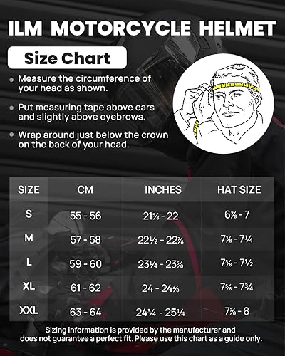 Miniatura 6 de ILM Casco de motocicleta para adultos, doble visera, abatible, modular de cara completa, modelo DOT WS206