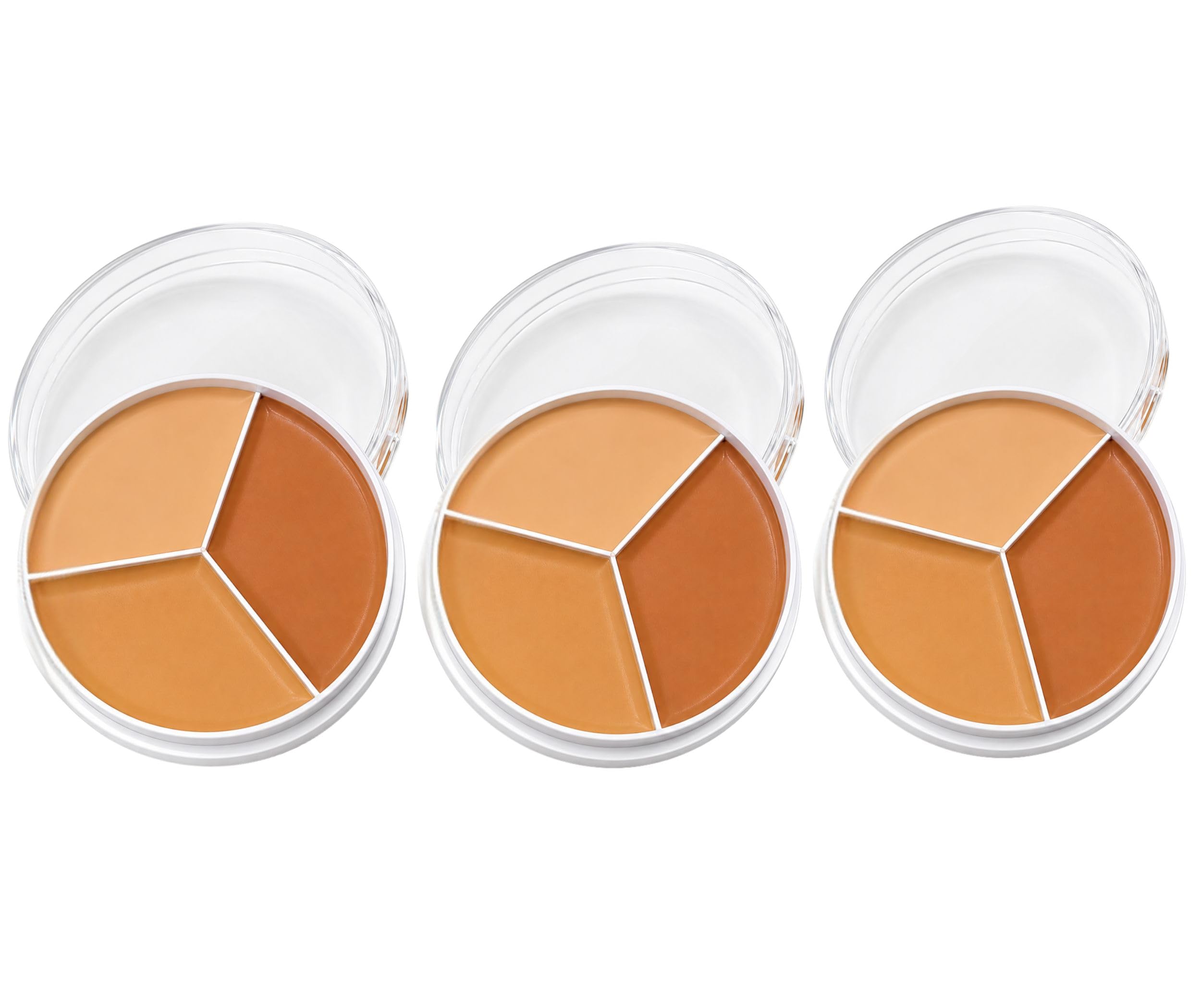 3-in-1 Cream Concealer & Contour Palette (Pack of 3) – Tri-Color Face Sculpting Wheel, Dark Circle Corrector & Full Coverage Concealer Pot Set with Clear Case (3-Piece Set)-image-32