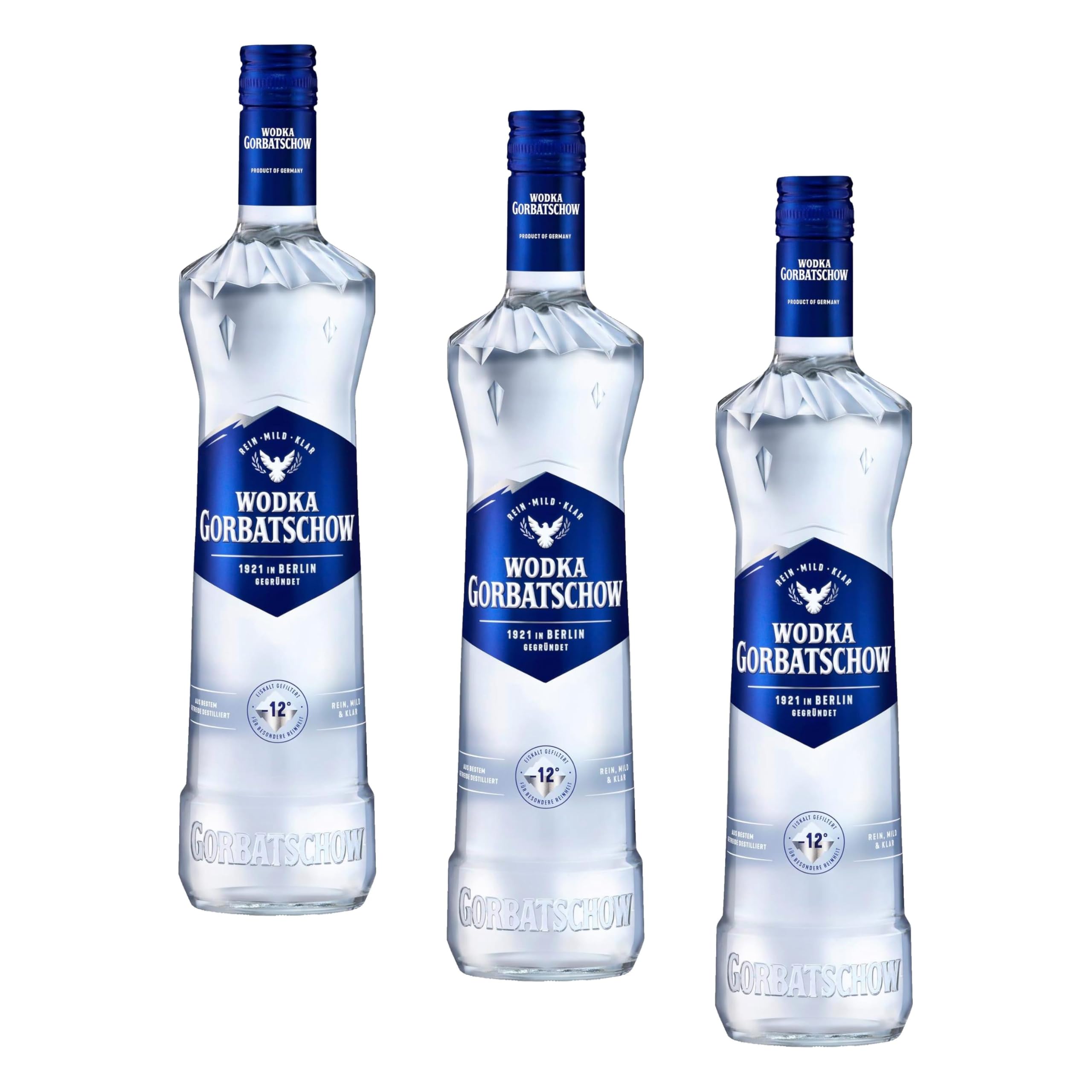 Wodka Gorbatschow 37,5 Prozent vol. (1 x 1 l) Premium Vodka - absolute Reinheit und Klarheit, milder Geschmack, ideal als Longdrink, im Cocktail oder als Shot (Packung mit 3)