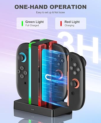 for Switch 2 Charging Station Dock Compatible with Playstation 3 Controller with USB C Charging Cable, 4 IN 1 Magnetic Switch 2 Charger Accessories with LED Indication