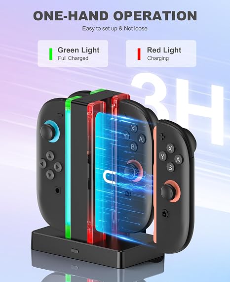 for Switch 2 Charging Station Dock Compatible with Playstation 3 Controller with USB C Charging Cable, 4 IN 1 Magnetic Switch 2 Charger Accessories with LED Indication