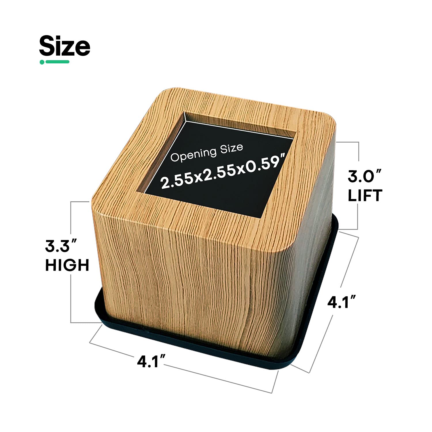 MIIX HOOM 4 Packs 3 Inch Heavy Duty Pine Wood Color Bed Risers Furniture Risers for Table Dorm