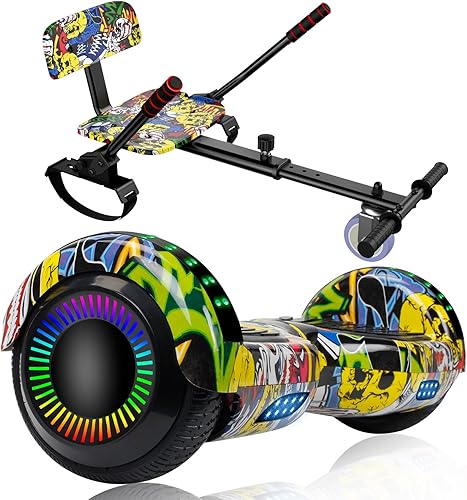 UNI-SUN Accesorio de Asiento para Patinete, Patinete con Go Kart para Niños, Niños, Adultos, con Luces LED Coloridas, Bluetooth