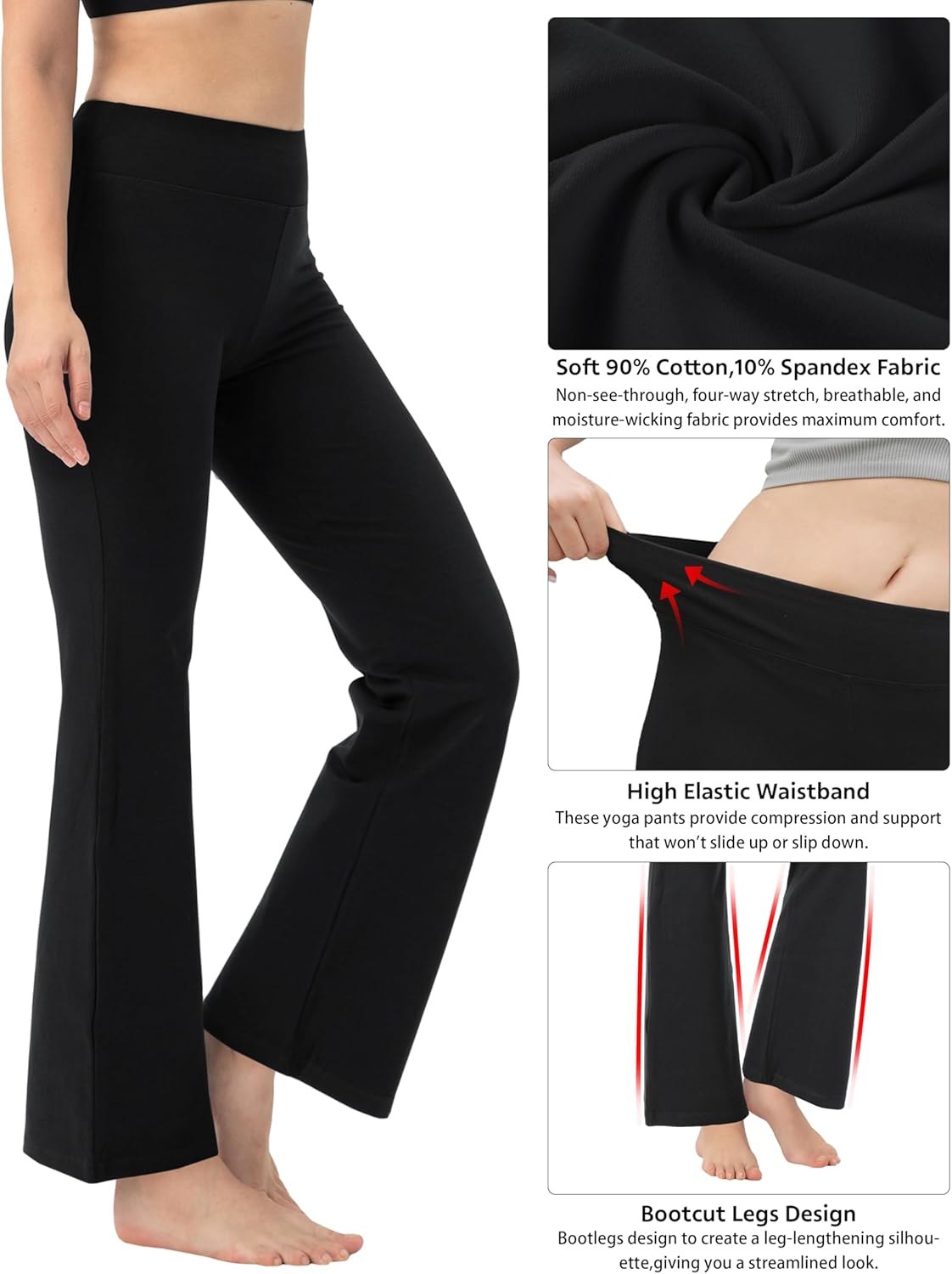 BUBBLELIME 29"/31"/33"/35"/37" High Waist Yoga Pants Tummy Control for Womens Bootcut Workout Flared Basic/Out Pockets - Image 5