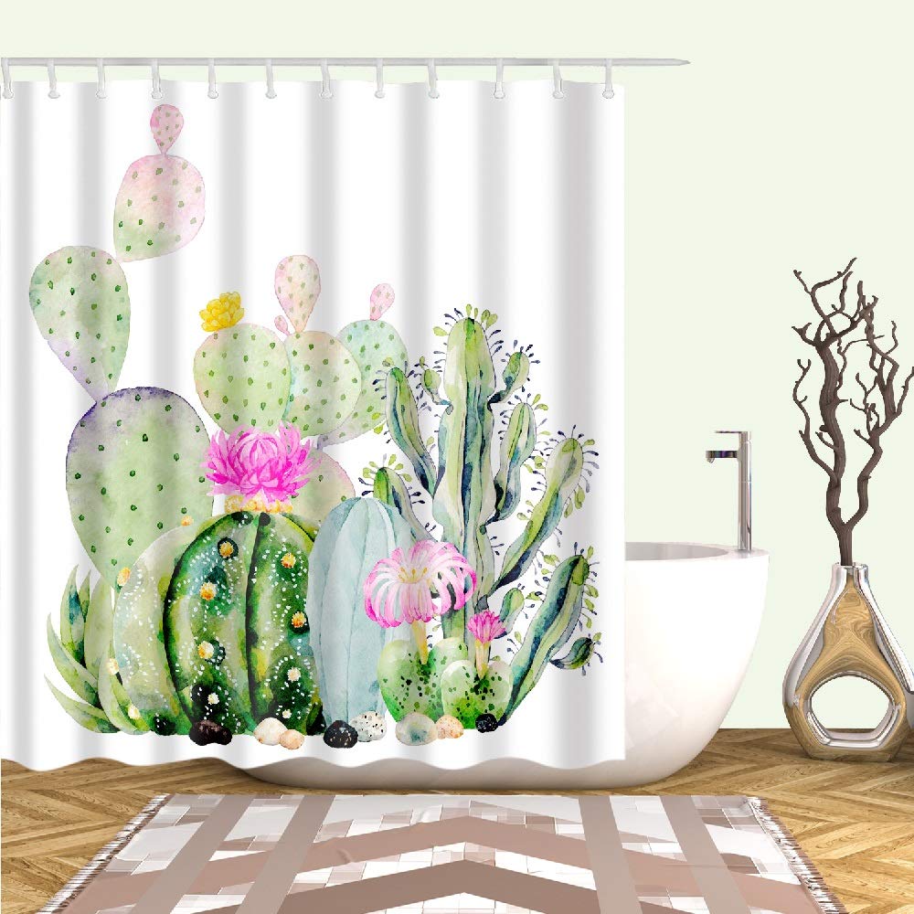 YONG-SHENGShower Curtain Mould Proof Mildew Resistant, 100% Polyester Bathroom Curtain with 12 Hooks, Waterproof Polyester Fabric Bathtub Curtain, Washable, Quick Dry,180 x 180 cm (71 x 71 Inch)