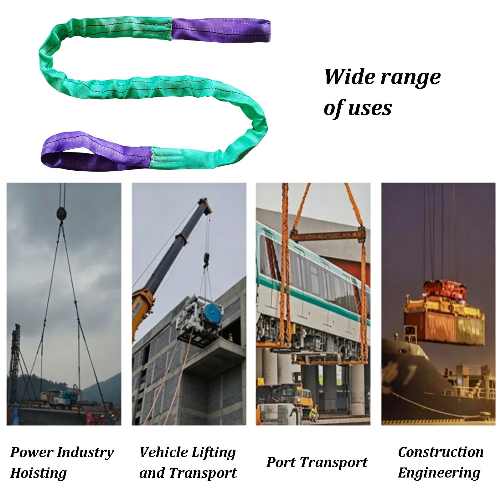 Polyester-Rundschlinge Endlosschlinge Mit Schlaufen, Anschlagmittel, Leichte Und Faltbare Schwerlast-Hebeschlingen Für Schiffbau, Transportwesen, Maschinenbau, Bergbau(1 tons,5m)
