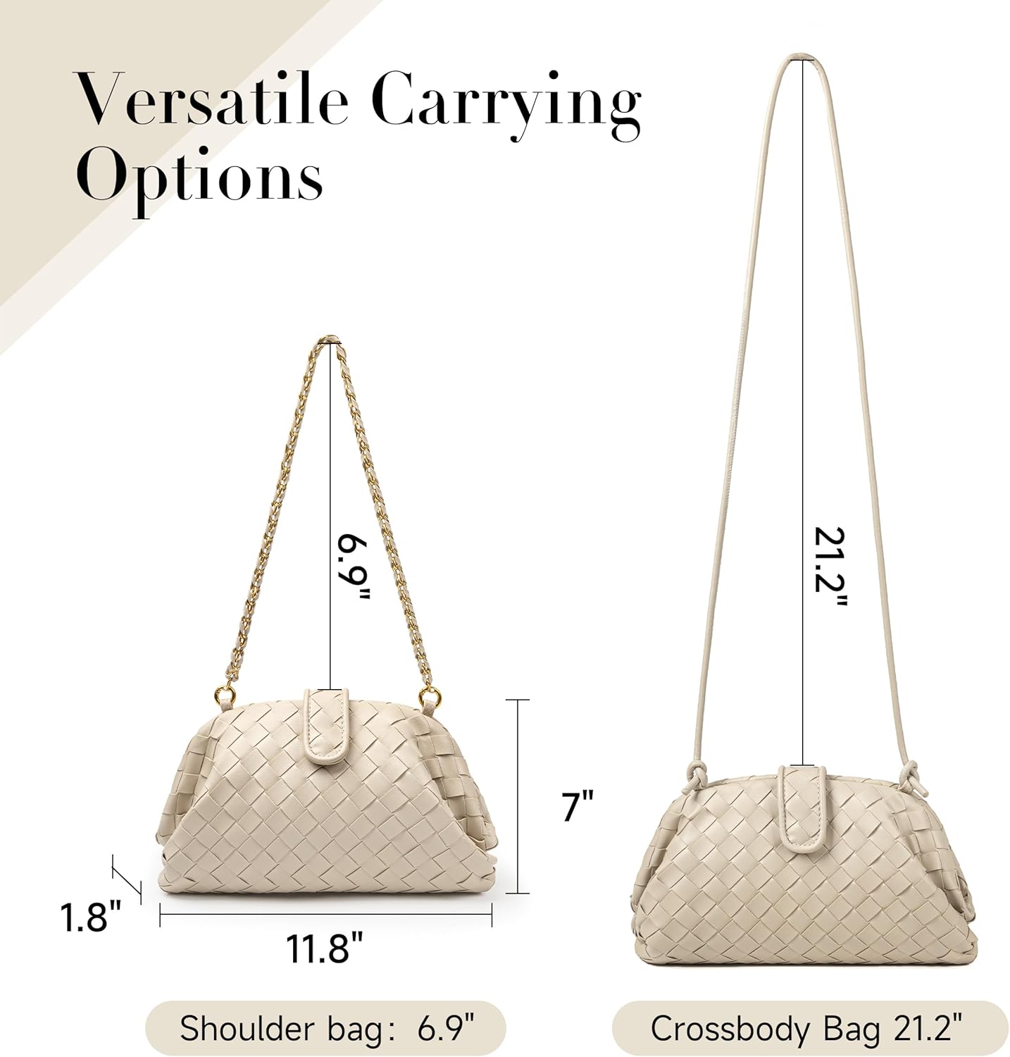 Joryin Woven Evening Bag for Women Woven Leather Dumpling Clutch Crossbody Handbag Shoulder Purse, Vegan Leather