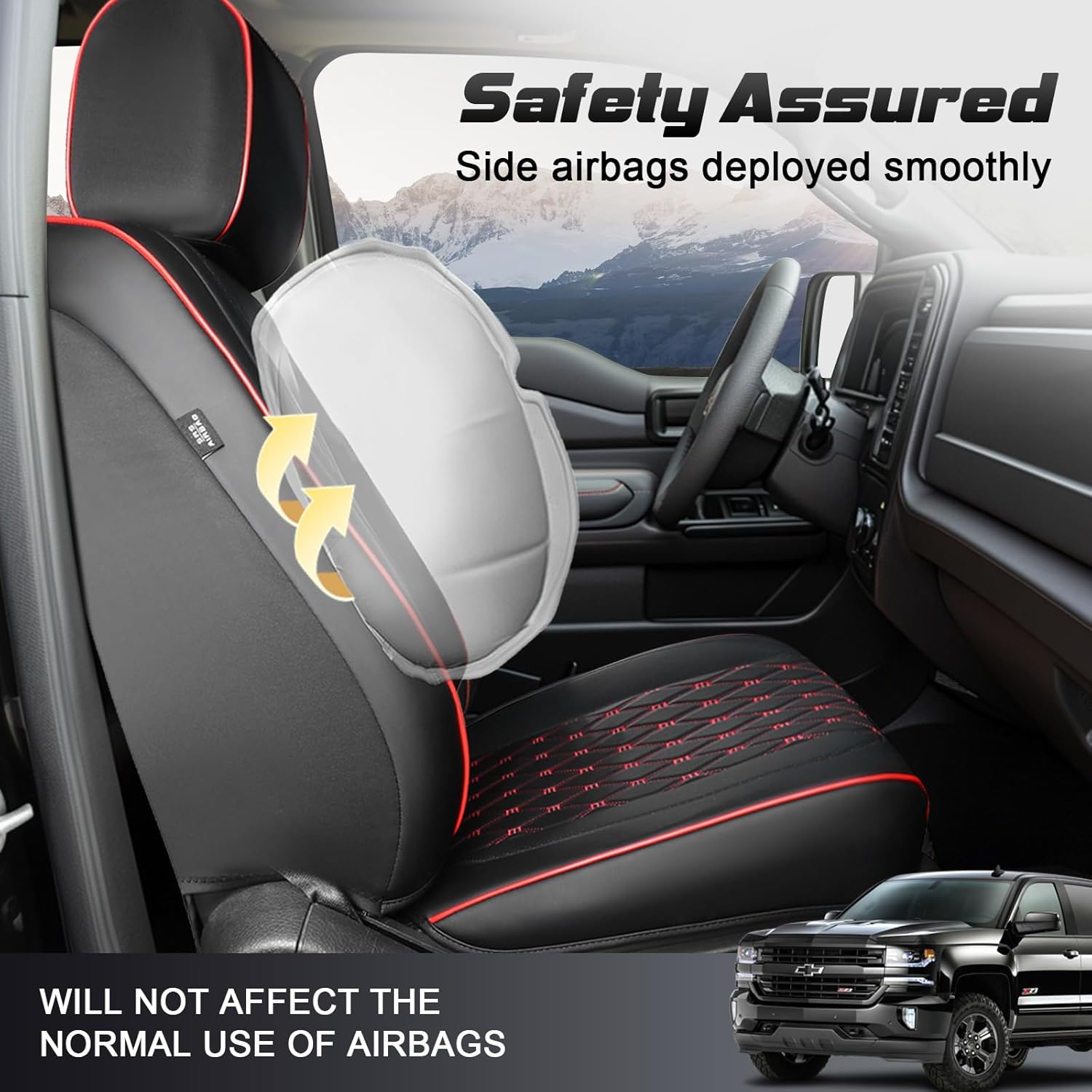 Umbrauto Custom Seat Covers for Silverado, Waterproof Nappa Leather Full Set Seatcovers for Chevy Silverado/GMC Sierra 2007-2013 & 2019-2026 1500, 2020-2026 2500HD 3500HD Crew/Double/Extended Cab