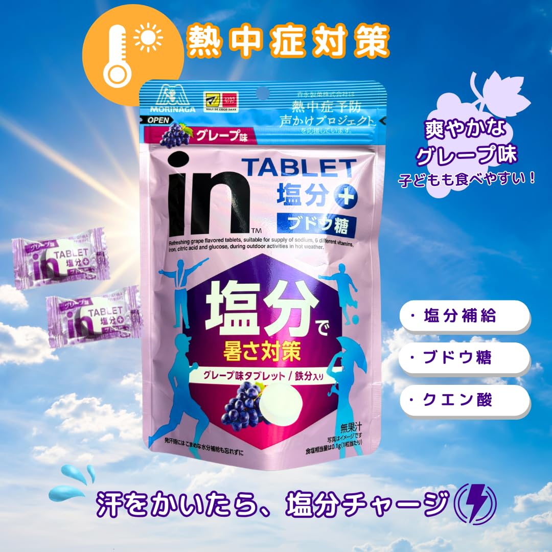 Amazon.co.jp: 森永 inタブレット塩分プラス グレープ味 80g (80g, 2
