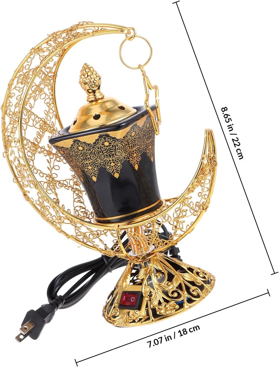 Toddmomy Electric Incense Burner Ceramic Aroma Holder Metal Retro Arabic-Style Decorative Censer for Burning Sandalwood Providing Comfortable Aroma Experience at Home