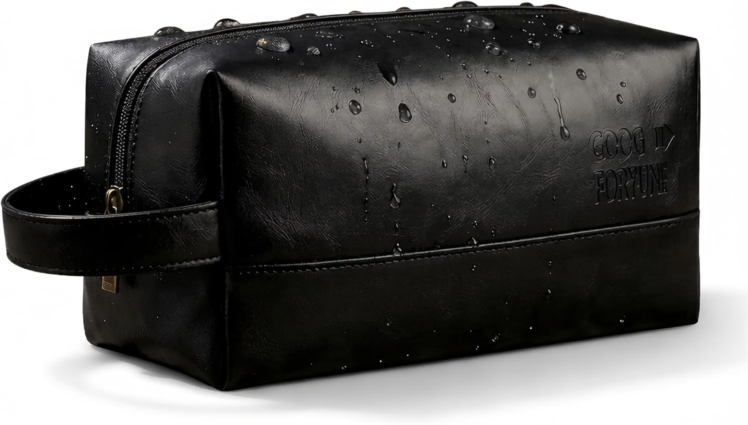 Men’s Toiletry Bag PU Leather Travel Dopp Kit – Water-Resistant Shaving Organizer with Large Opening, Portable Bathroom Wash Bag for Travel & Gym Trip Toiletry Case (Black)