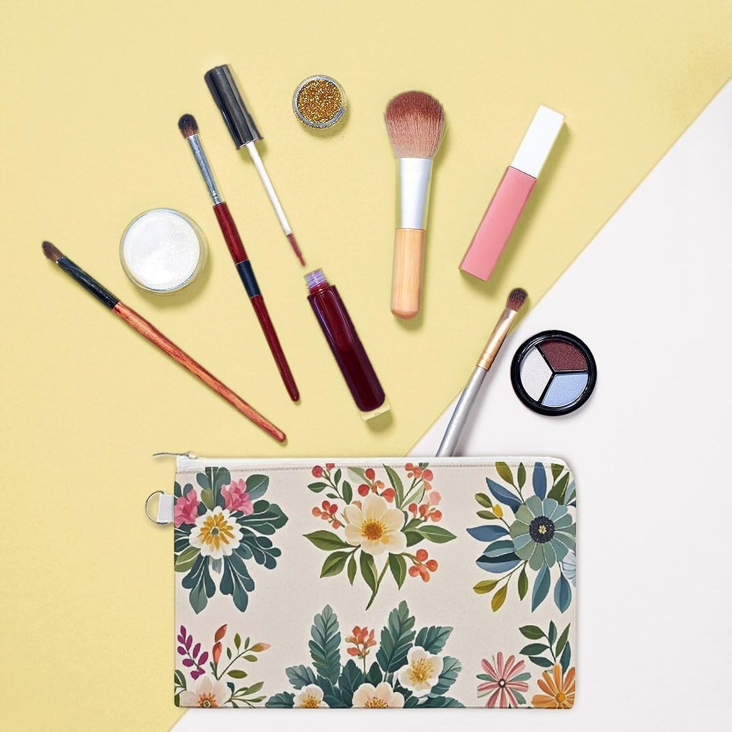 Various Floral Designs Coin Purse Coin Pouch with Zipper for Men Women Portable Change Wallet Canvas Coin Bag