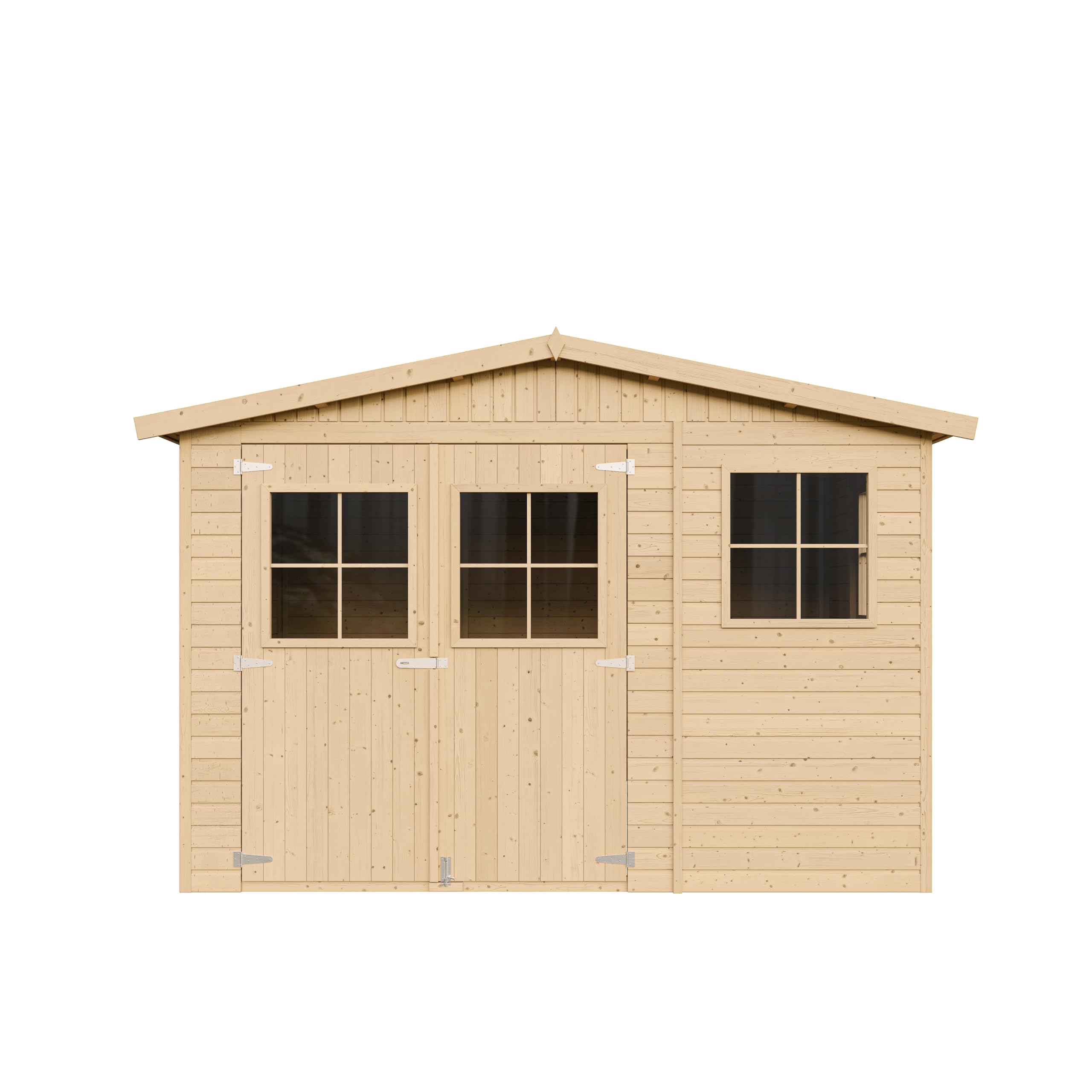 Cobertizo de Madera para jardín - A226x324x316cm/9m2 Cobertizo de Madera Natural - Taller de Jardín - Bicicleta, Almacenamiento de Herramientas TIMBELA M335