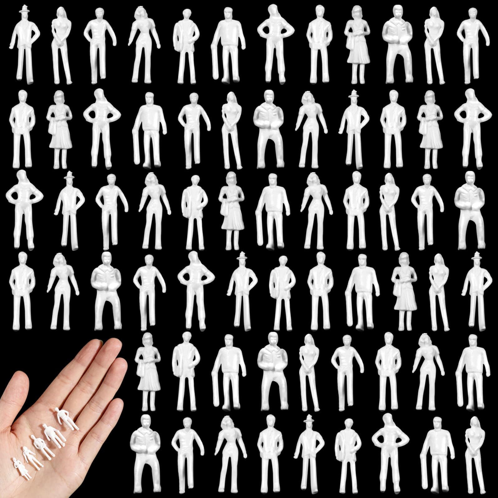 Namalu 100 Pcs White Unpainted Model People Figures 1: 75 Scale Model Trains Miniature Character Models Standing Little People Figures for Architectural Project Miniature Scenes DIY Mini Making