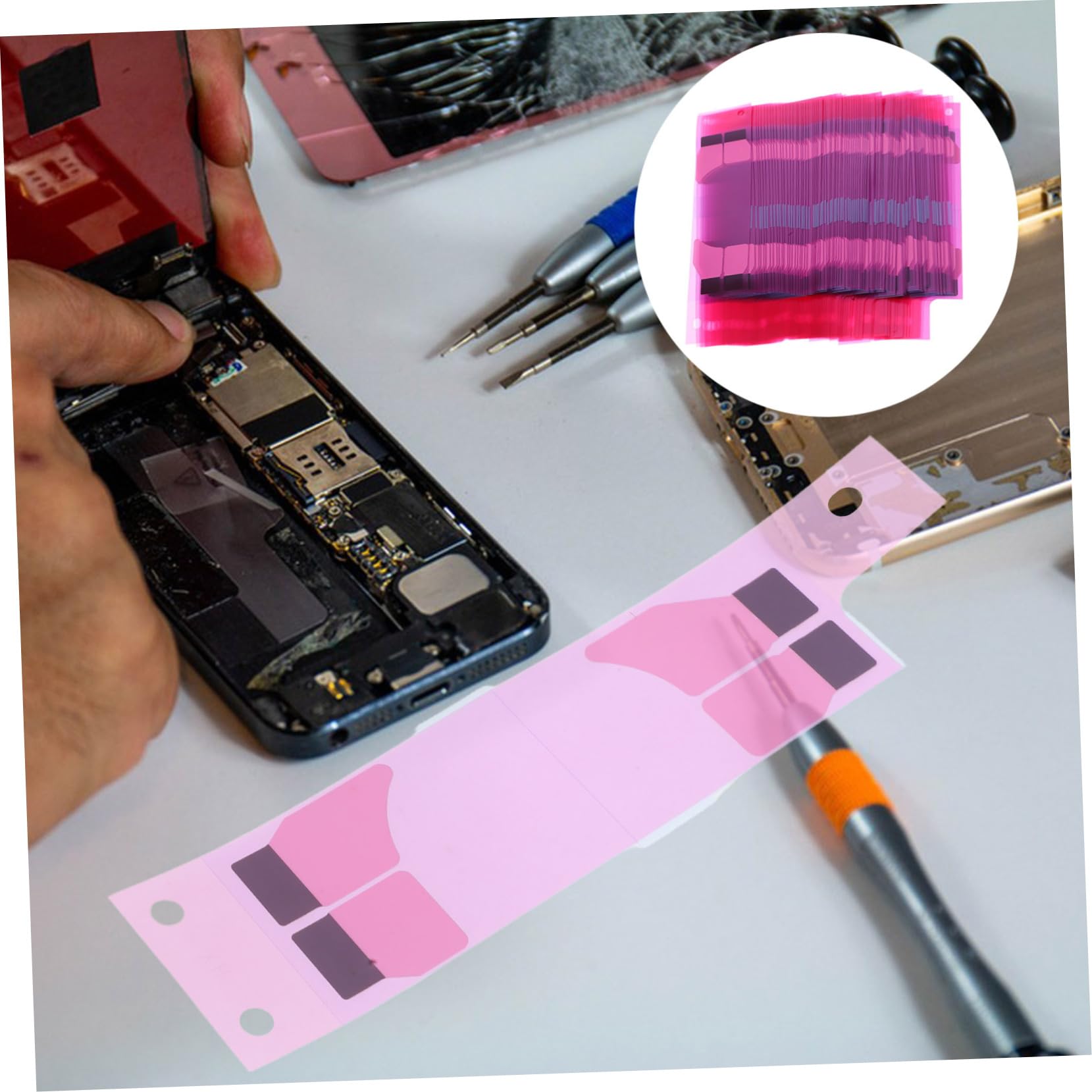 100 Blatt Dünnes Batterieklebestreifen 0,2mm Stark Akkuklebeband Rückstandsfrei Leicht Abziehbar für 8/se2/ Akkuwechsel Handy Reparatur