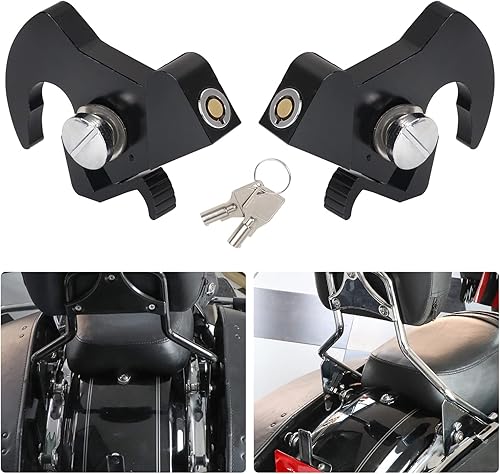 AUFER Pestillos de acoplamiento giratorios de bloqueo desmontable Kits de clips con llaves compatibles con Touring Softail Sportster Dyna Respaldo
