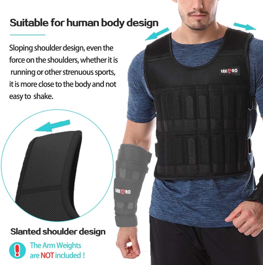 Adjustable Weighted Vest 44LB Fitness Weight Training Workout Boxing Jacket (Including Weight: 96 Plated Steel Plates) : Sports & Outdoors