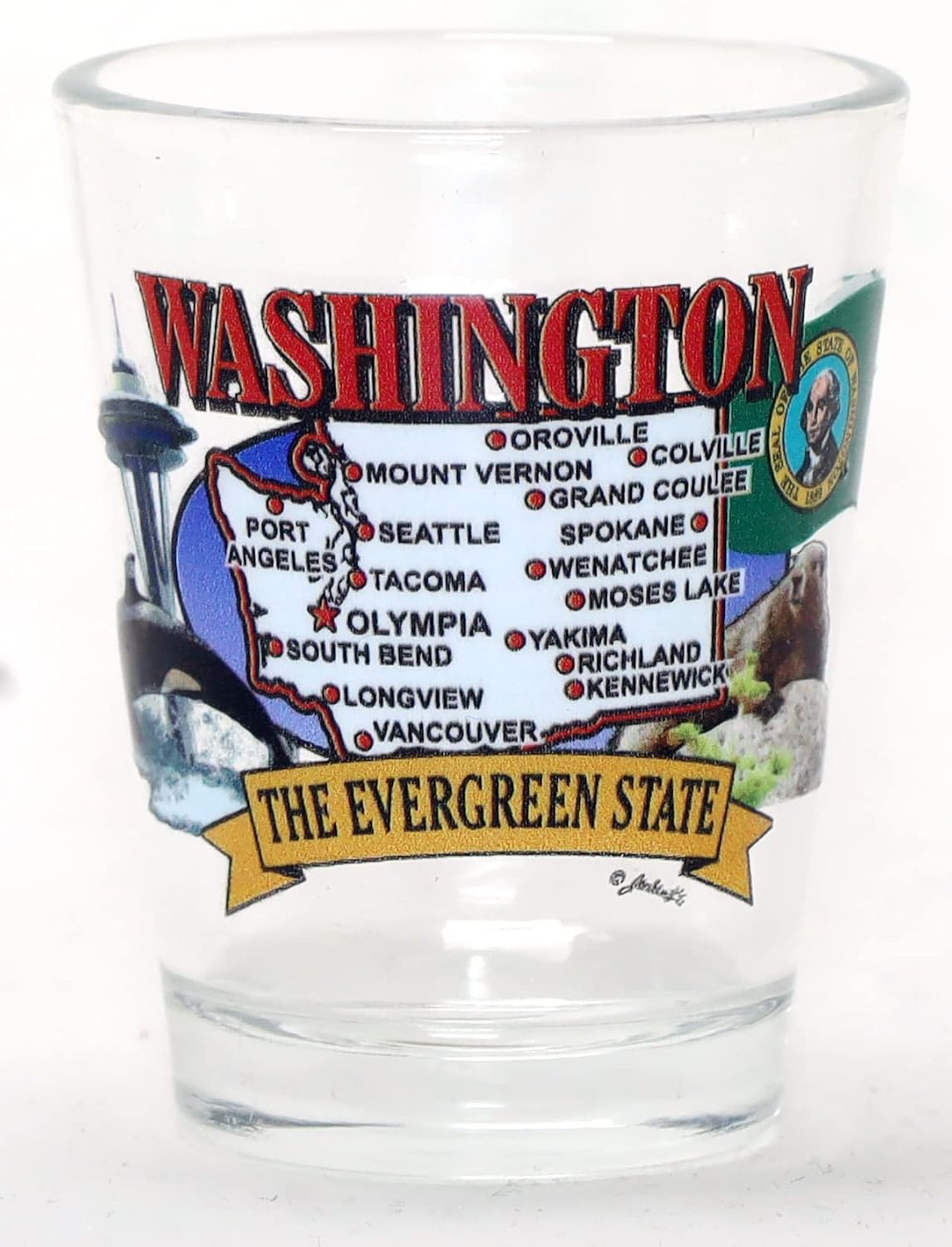 World By Shotglass Washington United States USA Souvenir Boxed Shot Glass Set (Set of 6)