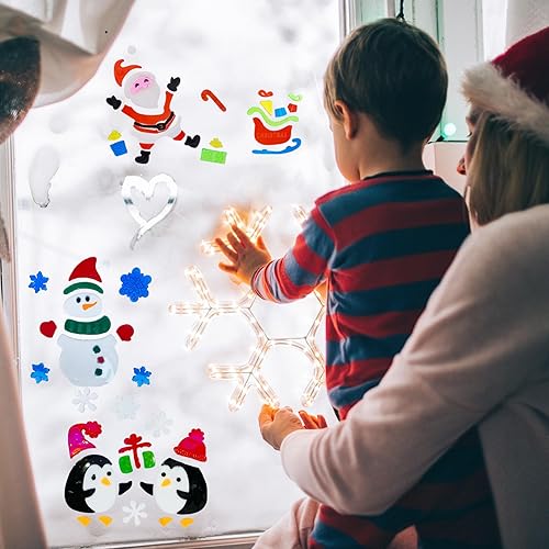 Miniatura 2 de 6 calcomanías de gel para ventana de Navidad, regalos de árbol de Papá Noel, decoración para el hogar, oficina, ventanas, espejos, decoraciones de