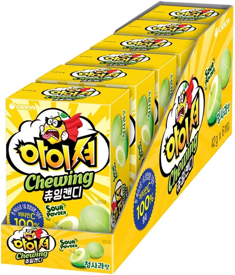 Orion Sour Chewing Candy Green Apple 42g(pack of6) 아이셔 청사과