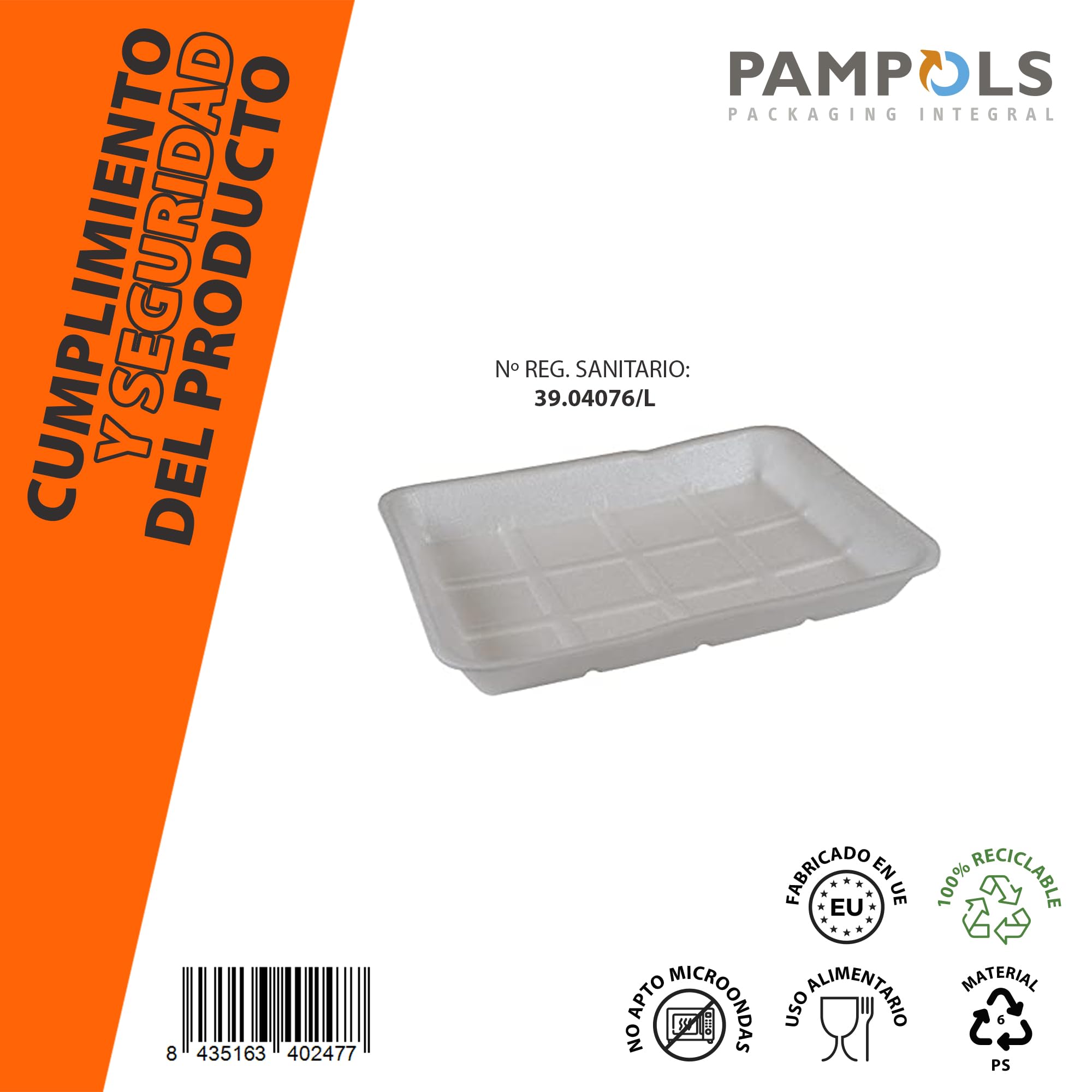 Pack 390 Bandejas de Porexpan Reciclable de Color Blanco | Para Preservar Carnes, Pescados, Embutidos, Quesos, Frutas, etc. | Ligeras y Versátiles
