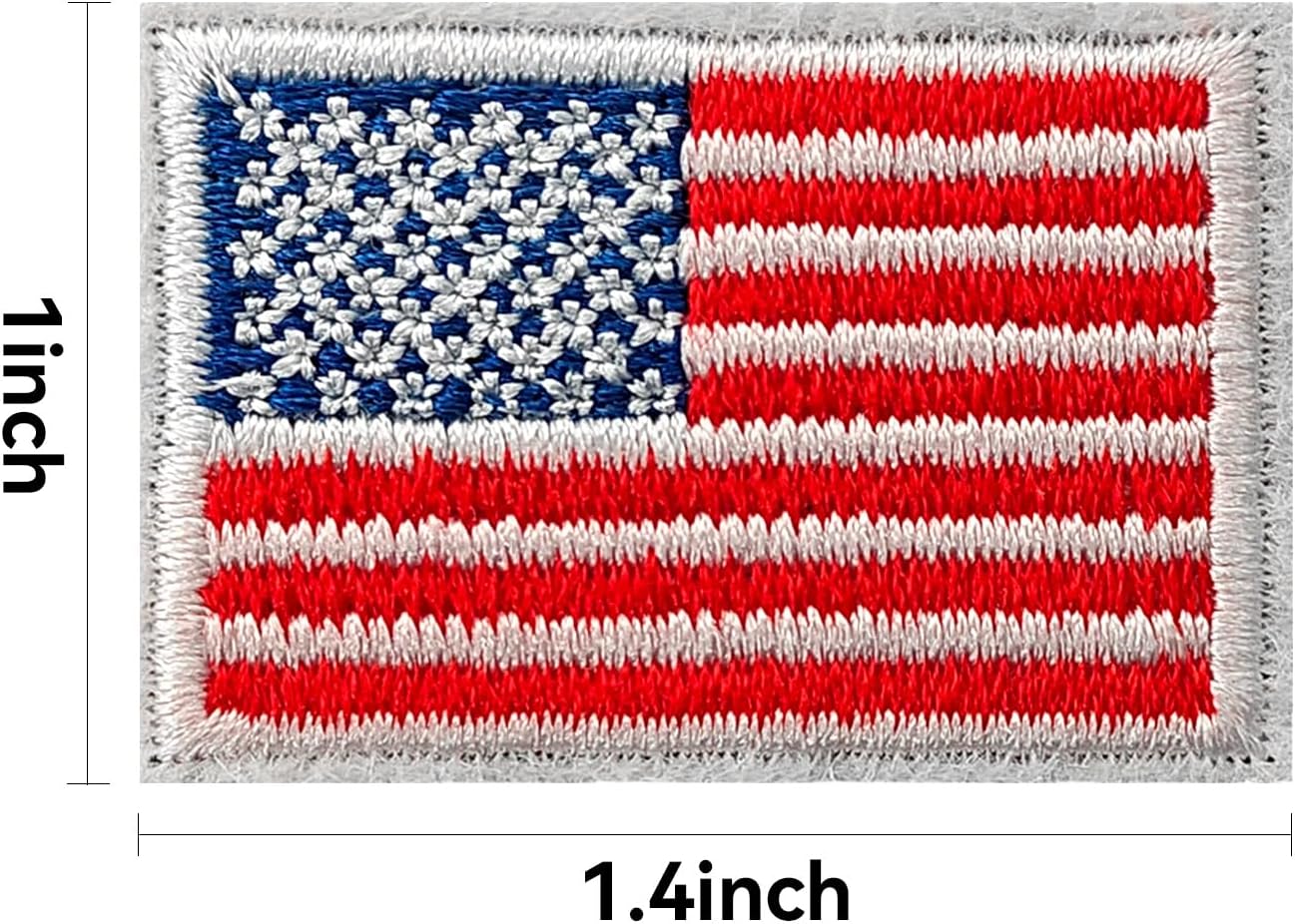 Harsgs Small American Flag Patches, Embroidered Iron on US Flag Patches Applique for Clothes, Hat, Backpack, Jeans and More, Pack of 30, Red