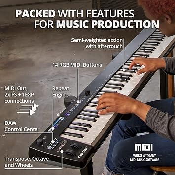Nektar Impact GXP88 Full Size Semi-Weight USB Midi Keyboard Controller Velocity and Aftertouch Nektar Deep DAW Integration Professional Recording Software Bundle