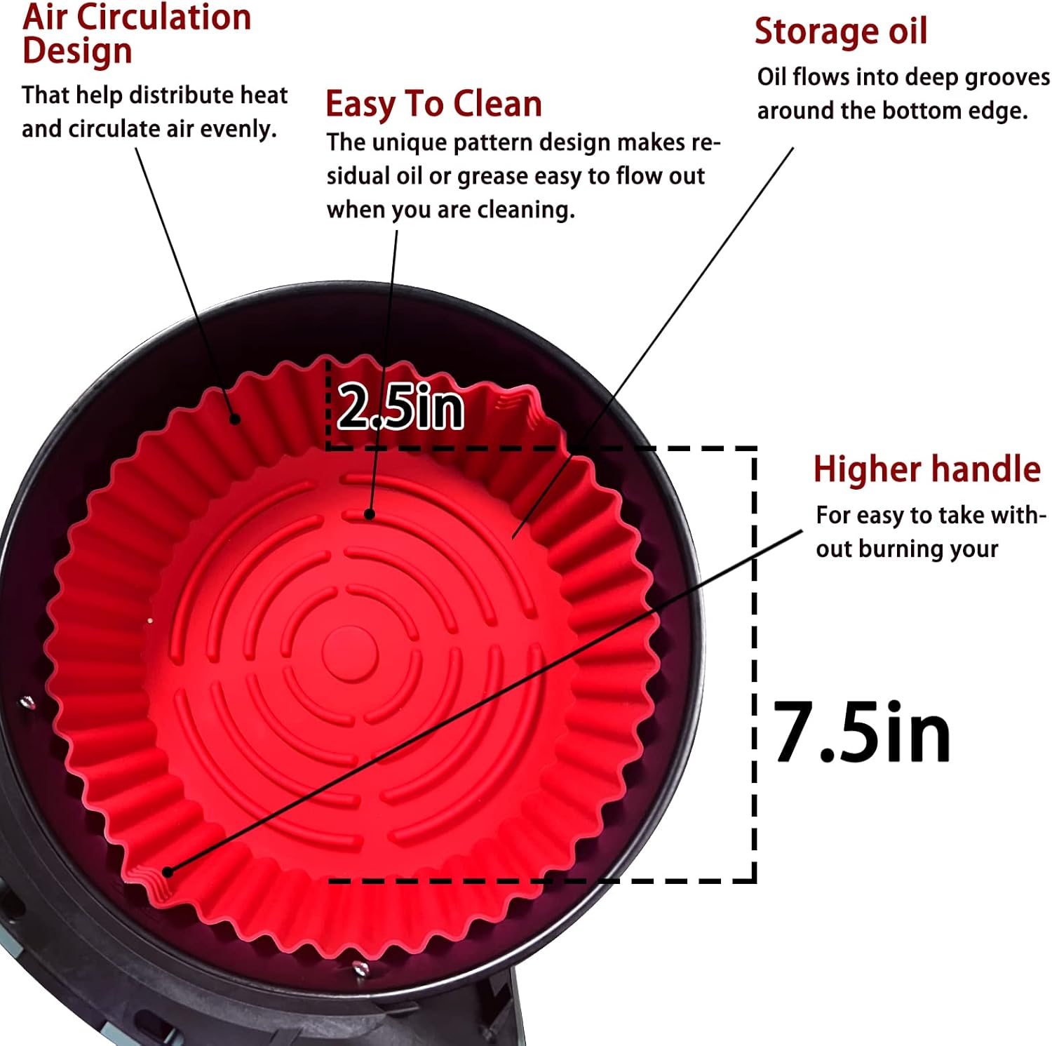 8.6 Inch Air Fryer Silicone Pot, Premium Silicone Air Fryer Liners Oven Accessories Heat Resistant, Reusable Air fryers Silicone Liner Round, Air Fryer Silicone Liners Fits (5 To 8 QT) : Home & Kitchen