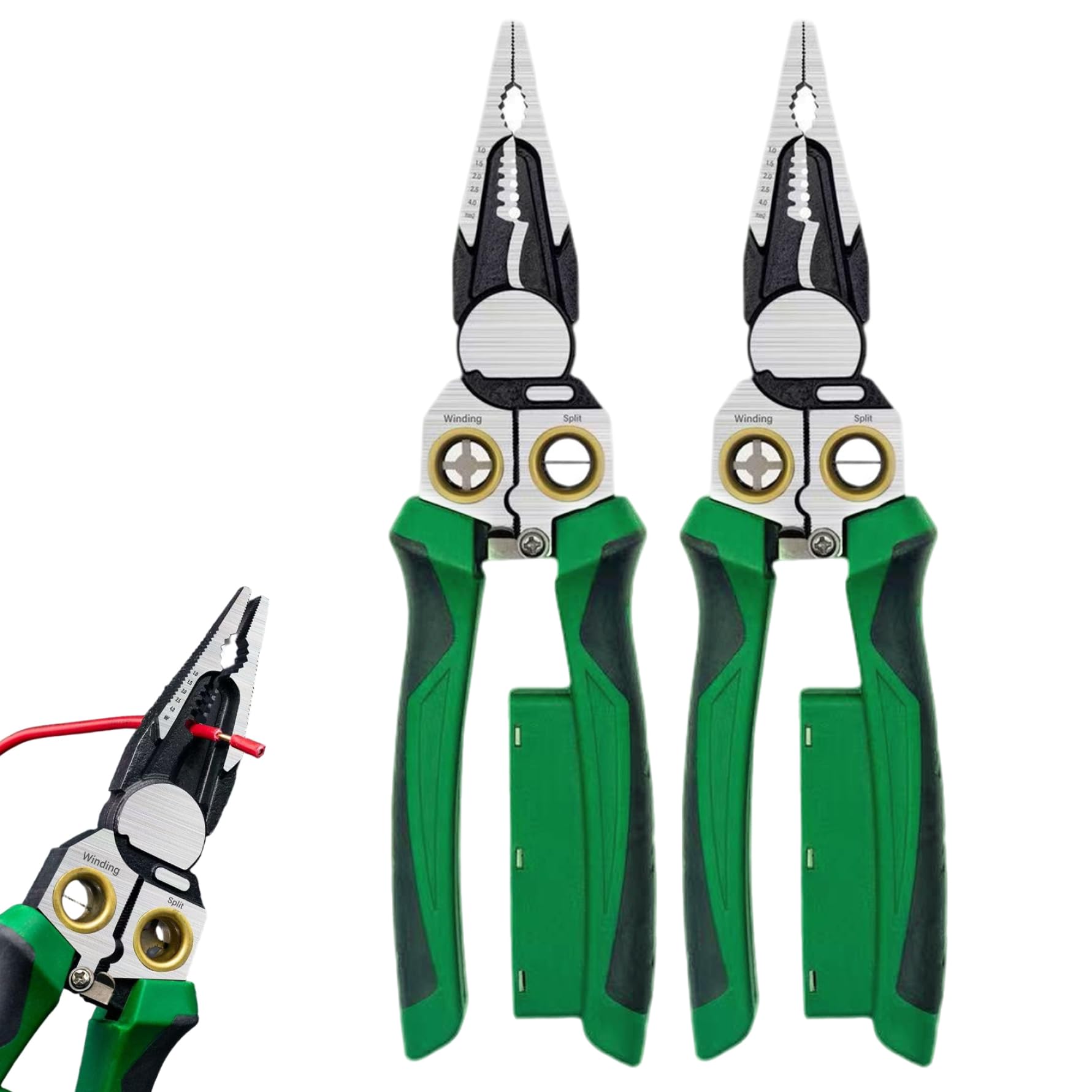 Spellafili con tester di tensione, pinze per elettricisti crimpatrici multifunzionali da 2 pezzi per spelatura, taglio, crimpatura e test di tensione CA/CC (12-250 V).