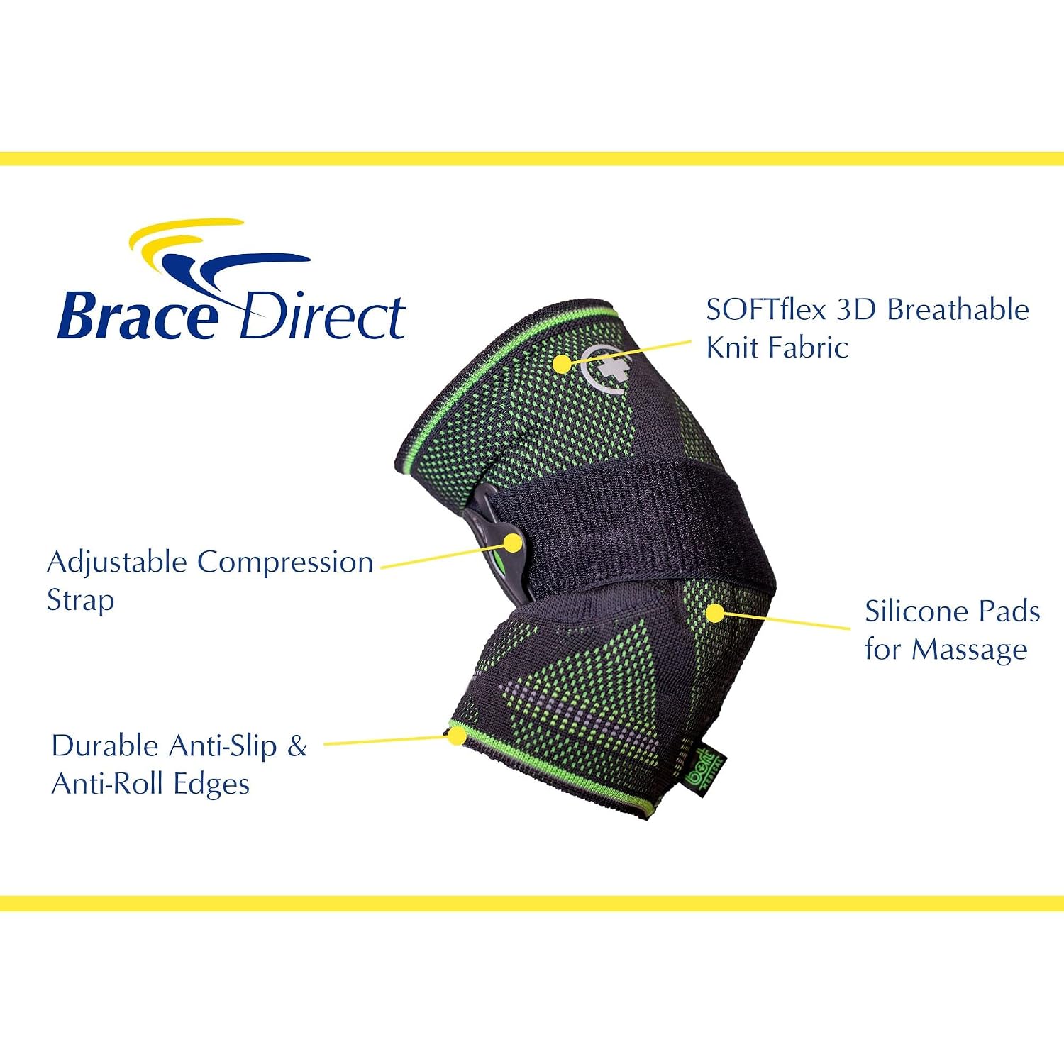 Brace Direct Plus Size Knit Elbow Compression Brace with Strap for Elbow Pain, Golfers or Tennis Elbow, Epicondylitis, Tendonitis, Arthritis- Men or Women- Bort