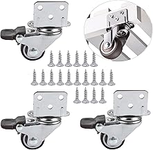 HOWDIA 1" Swivel Plate Caster Wheels with Brake L-Bracket Side Mount TPR Rubber Small Furniture Replacement Silent Mute Locking Casters for Furniture Legs Set of 4