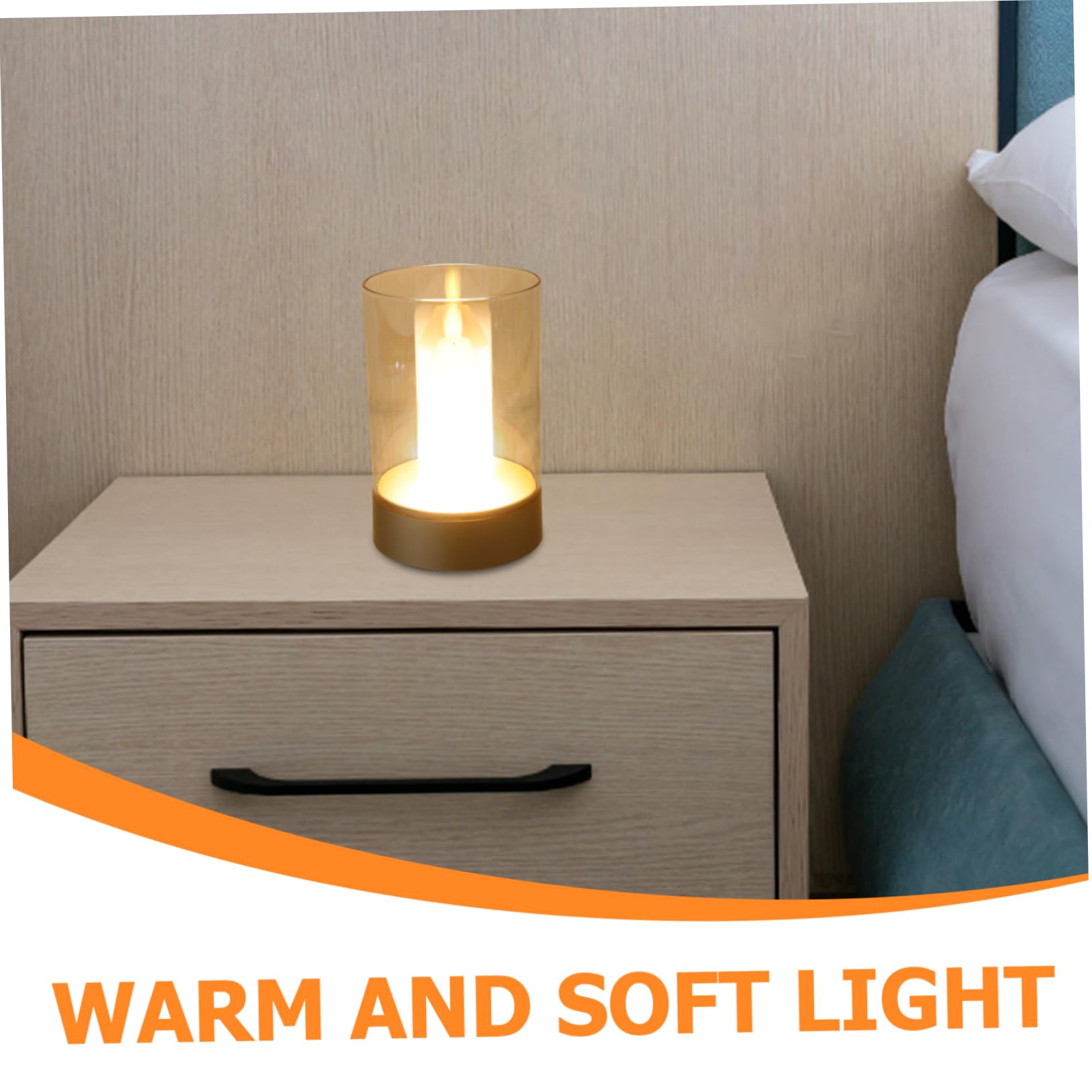 Hemobllo Luce Notturna Decorativa a Candela LED da Tavolo in Vetro
