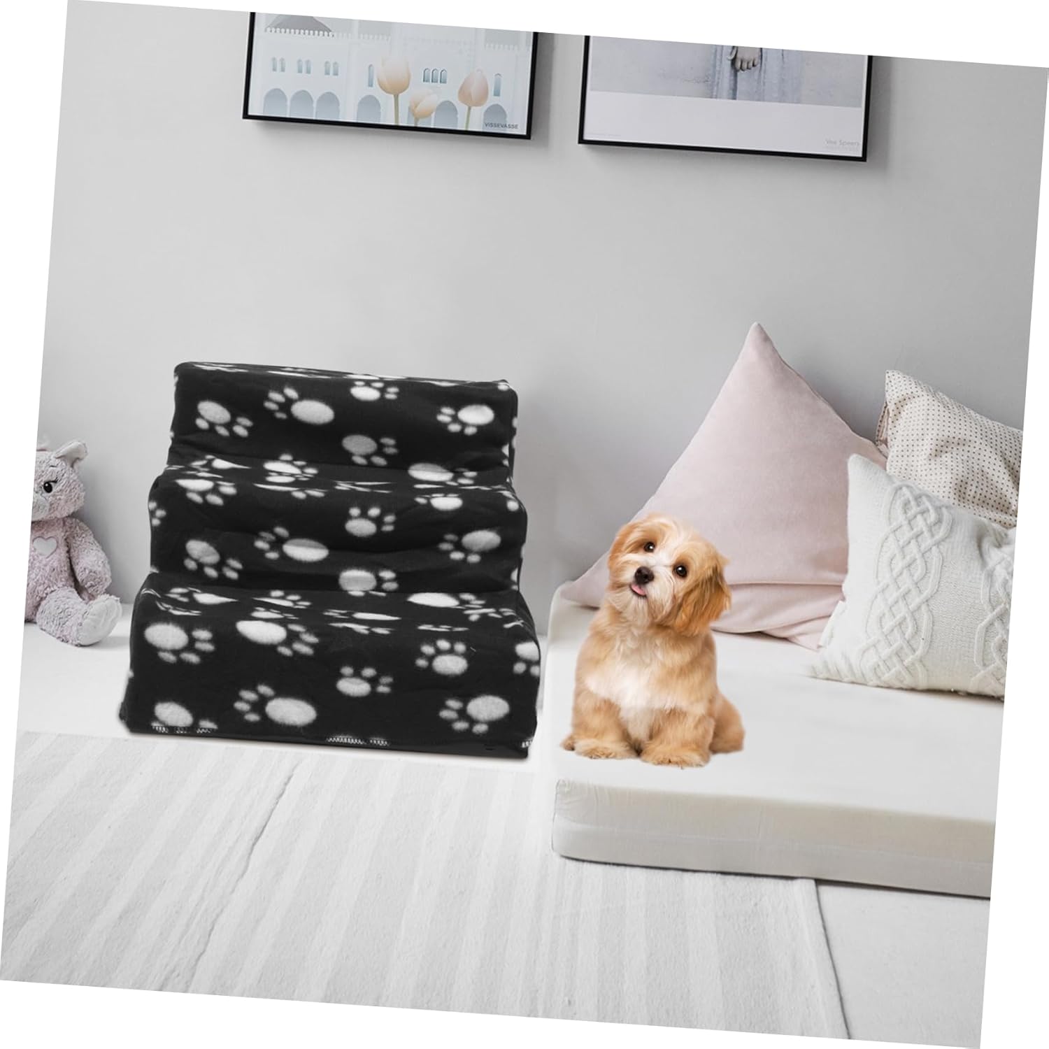 Portable Non Slip Pet Ladder for Dogs and Kittens Stable Climbing Stairs for Elder Pets with Joint Suitable for Hardwood Tile Carpet Floors Lightweight Ramp for Home Use