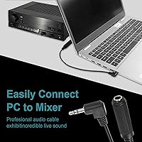 Vista 5 de PNGKNYOCN Cable corto de 1/4 a 0.138 in, 90 grados, 0.138 in (1/8 pulgadas) macho a 0.250 in (1/4 pulgadas), cable de audio estéreo hembra