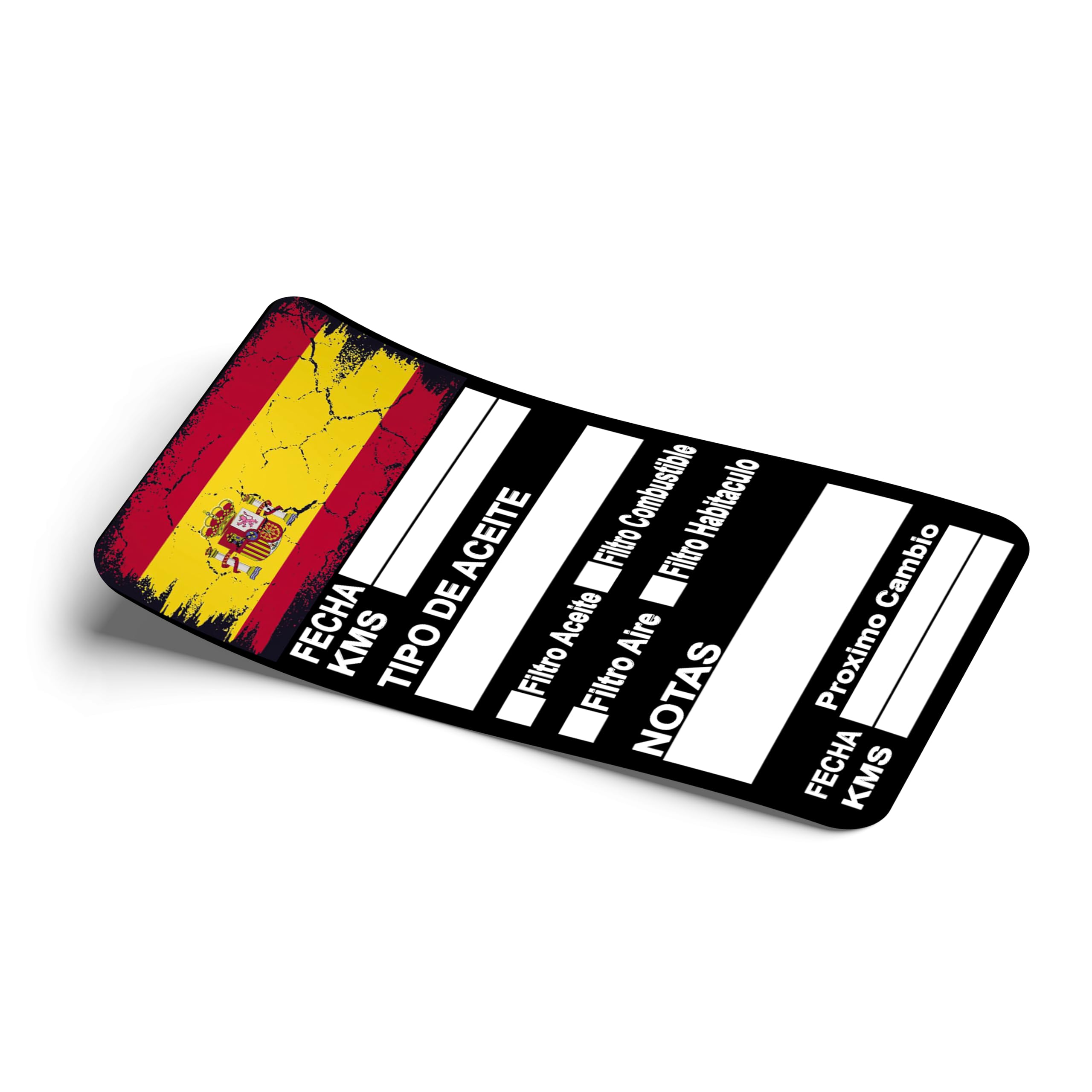 60 x BANDAERA ESPAĆOLA, ESPAĆA, Adhesivos recordatorios de cambio de aceite/mantenimiento para coches, camiones y furgonetas - Vinilo - 8.5 x 5 cm