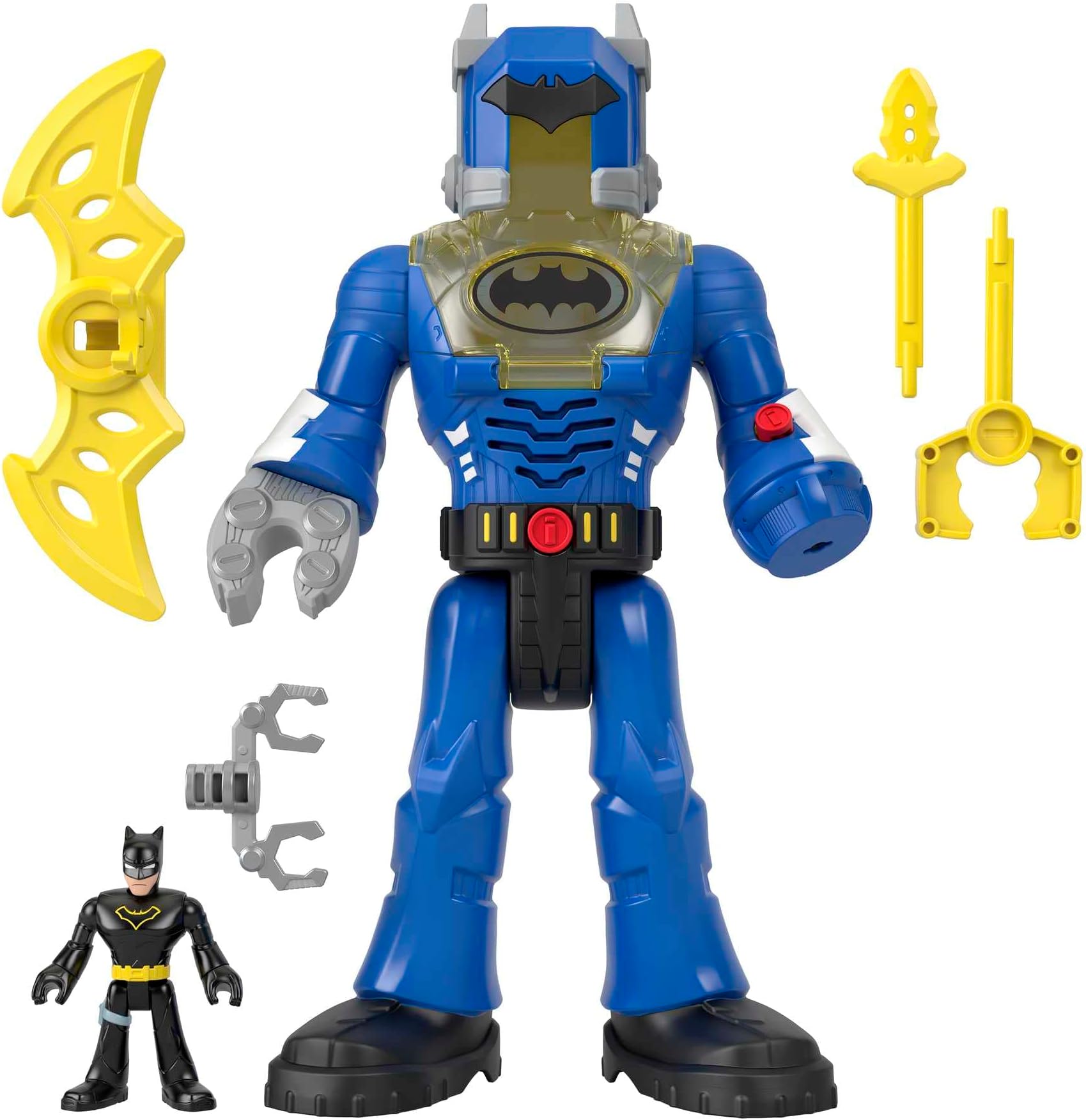 Imaginext DC Super Friends Batman Toys Insider & Exo Suit 12-Inch Robot with Lights & Sounds plus Figure for Ages 3+ Years, HGX98,Multi-color,Medium