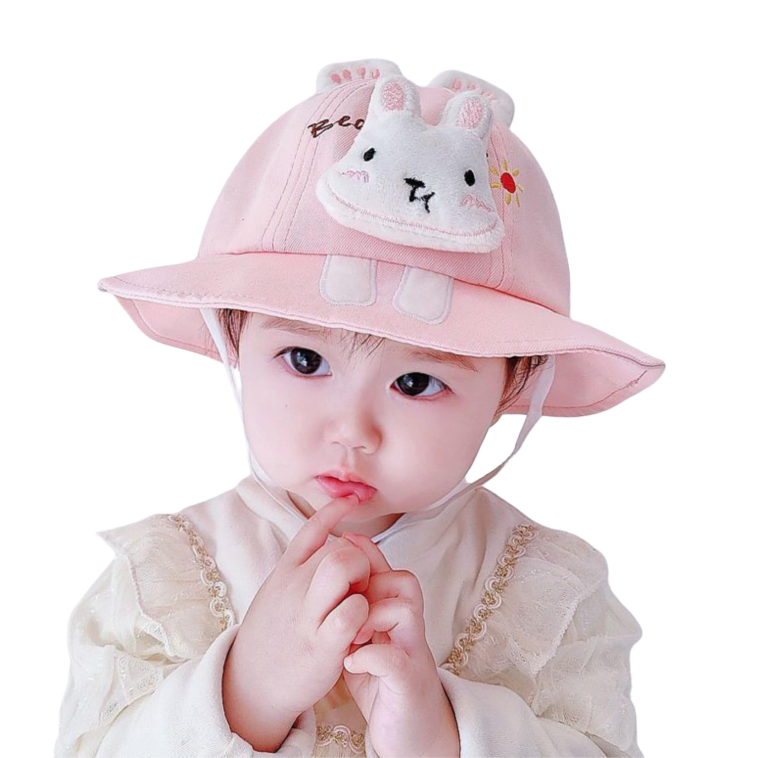 REFFERbaby cap | Kids Cap | Baby hat | hat for baby | Bucket hat for Baby | Korean Style, Cotton hat for Baby Boys &Baby Girls with Cute Bunny Design, Fits for ( 9 month to 3 Years ) Kids,45-50cm Inner