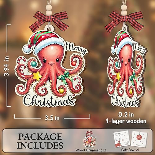 Vista 3 de Adorno de pulpo 2025, regalos de pulpo para amigos, mujeres, compañeros de trabajo, regalos para amantes de los animales con temática oceánica