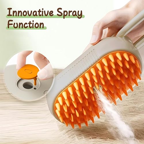 Miniatura 2 de Defur - Peine para gatos y perros, cepillo de vapor 3 en 1 para gatos y gatos, cepillo de vapor para limpiar y arreglar, cepillo 3 en 1 para