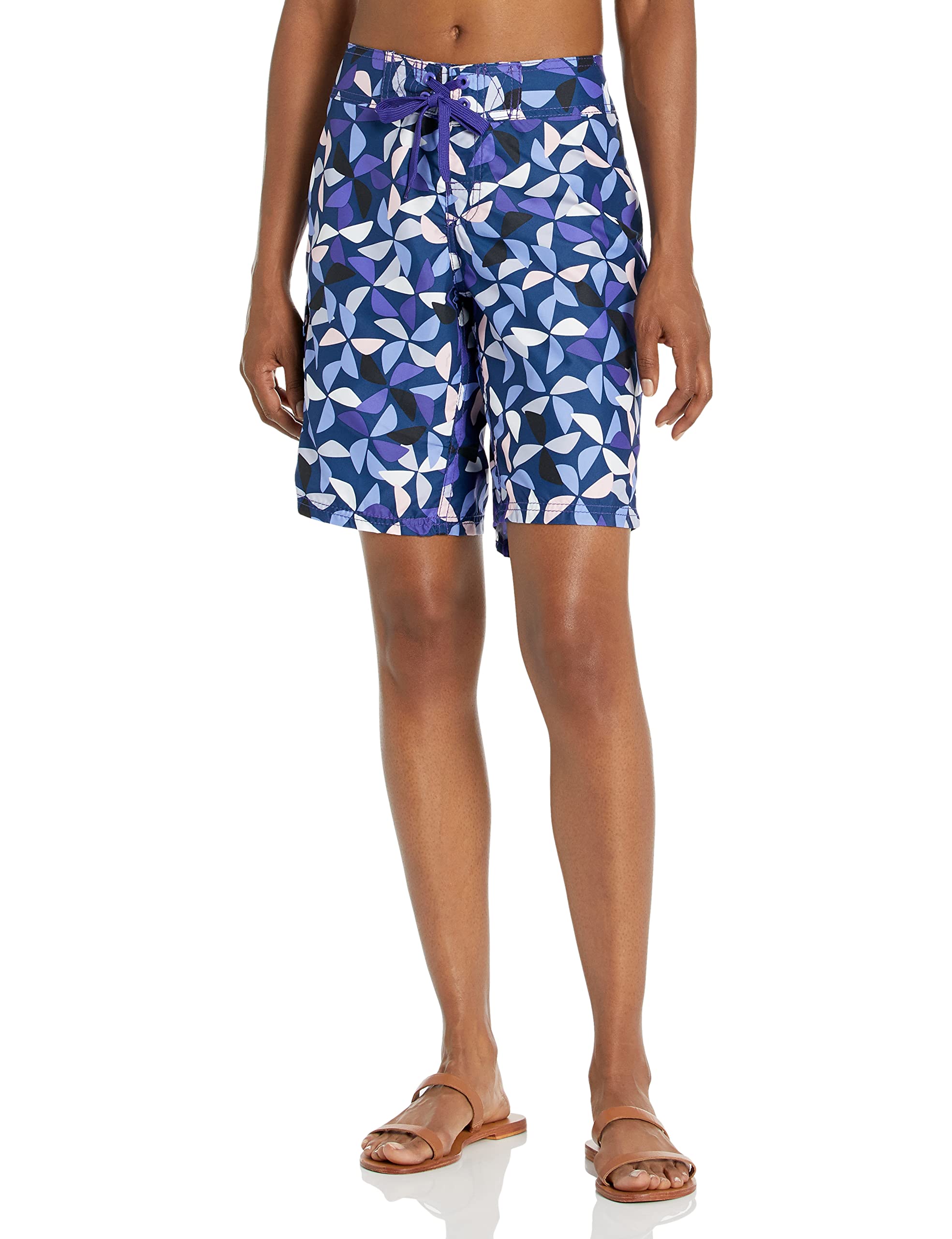 Women's Audrey UPF 50+ Active Printed Swim and Workout Board Short, Purple, 12-image-43