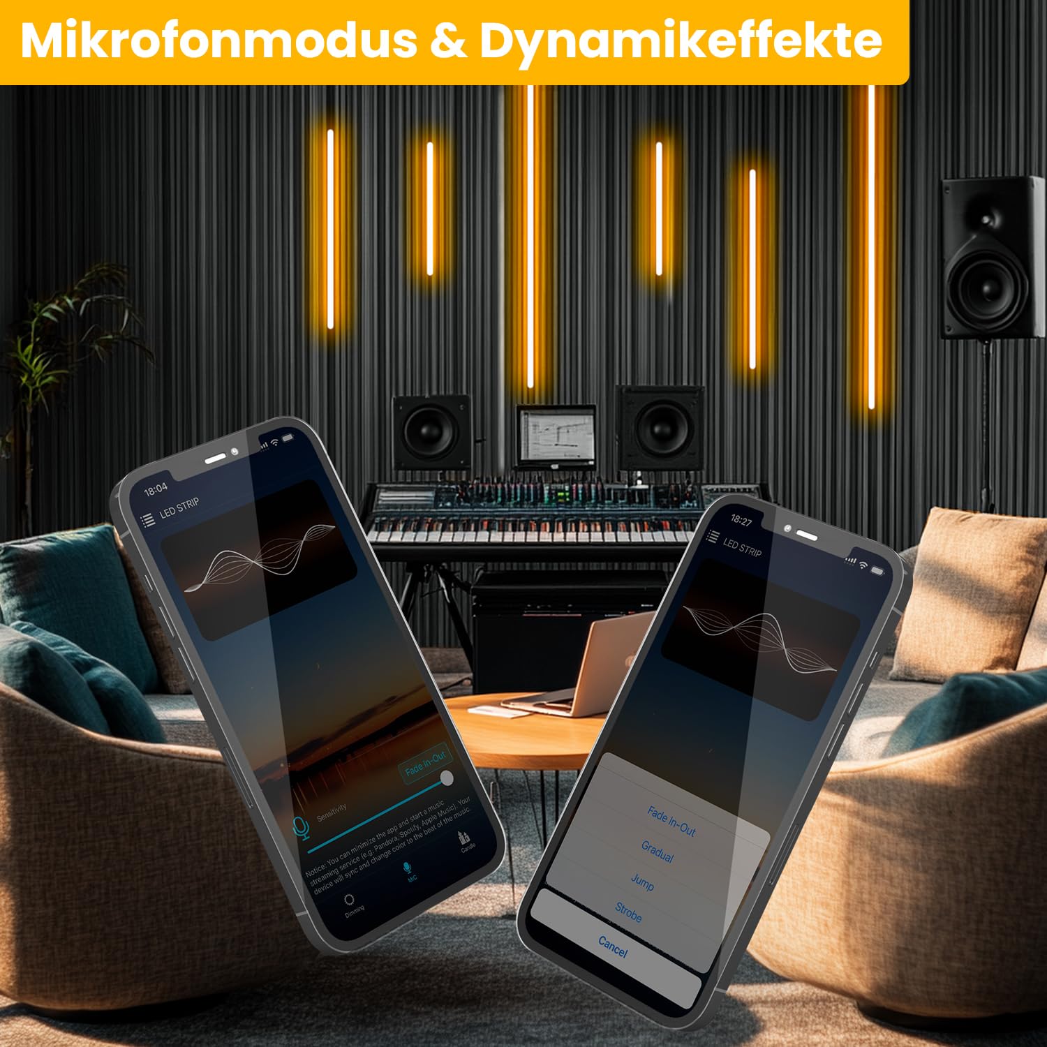 SHUNLEE 6 Stück LED Akustikpaneele Beleuchtung, Smart Bluetooth Schwarzer Eingebetteter LED für Akustikpaneele, 10MM Selbstklebend 2700K Warmweiß Wandpaneele Beleuchtung (40cm*2+60cm*2+90cm*2)