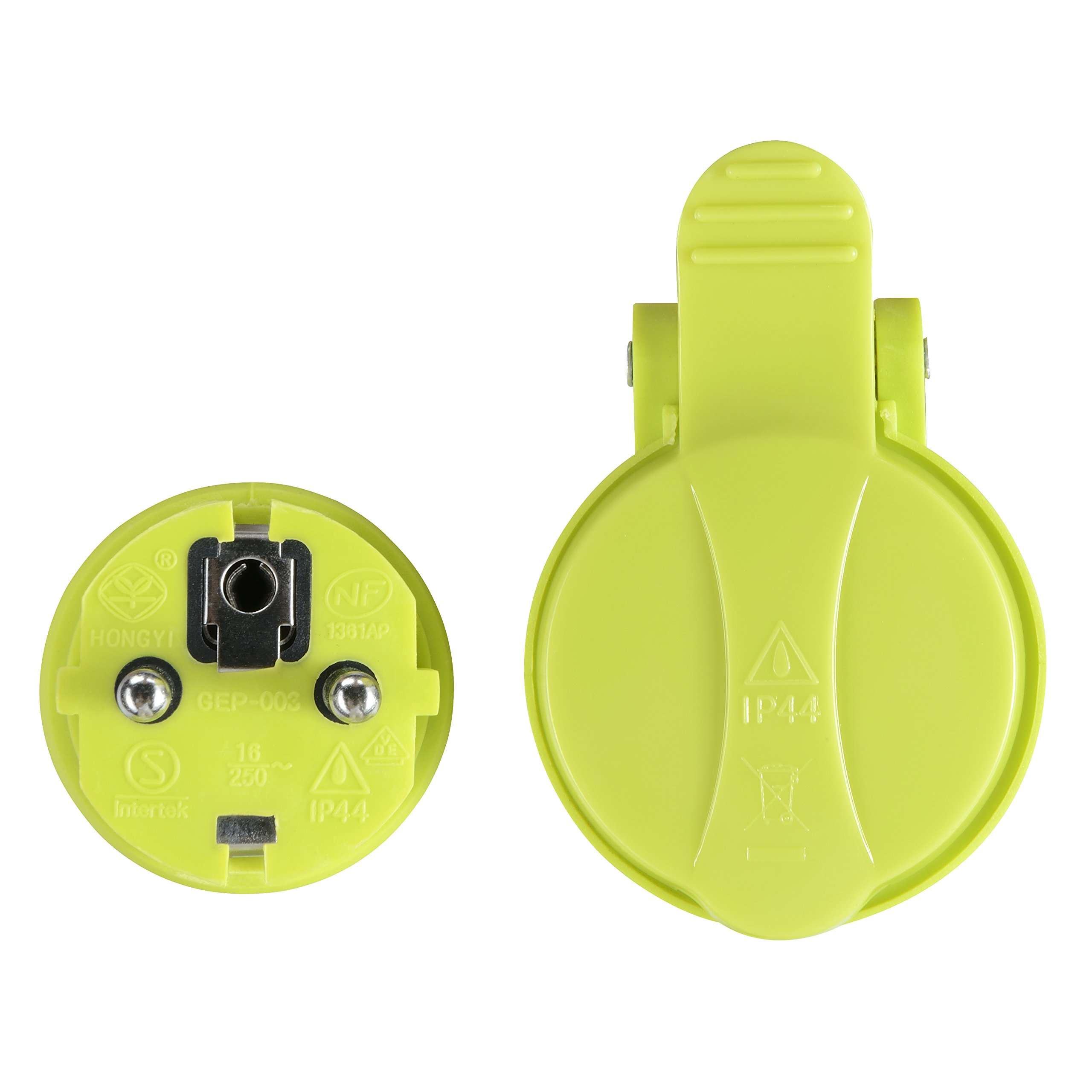 Masterplug - Cable alargador eléctrico (40 m, cable IP44 con jardín), extensión de astillero de 16 a 3000 W, cable verde 3 G1,5 mm²
