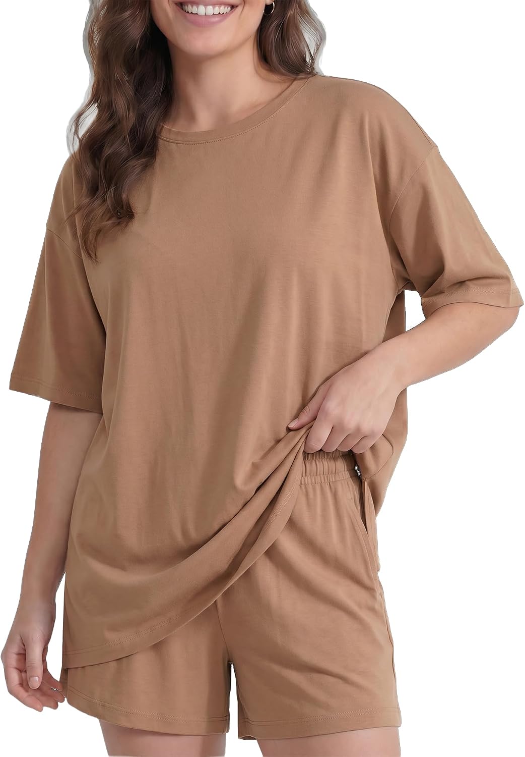 DAVID ARCHY Cooling Pajamas for Women Set Oversize Summer Sleepwear for Night Sweats Breathable Moisture Wicking Loungewear